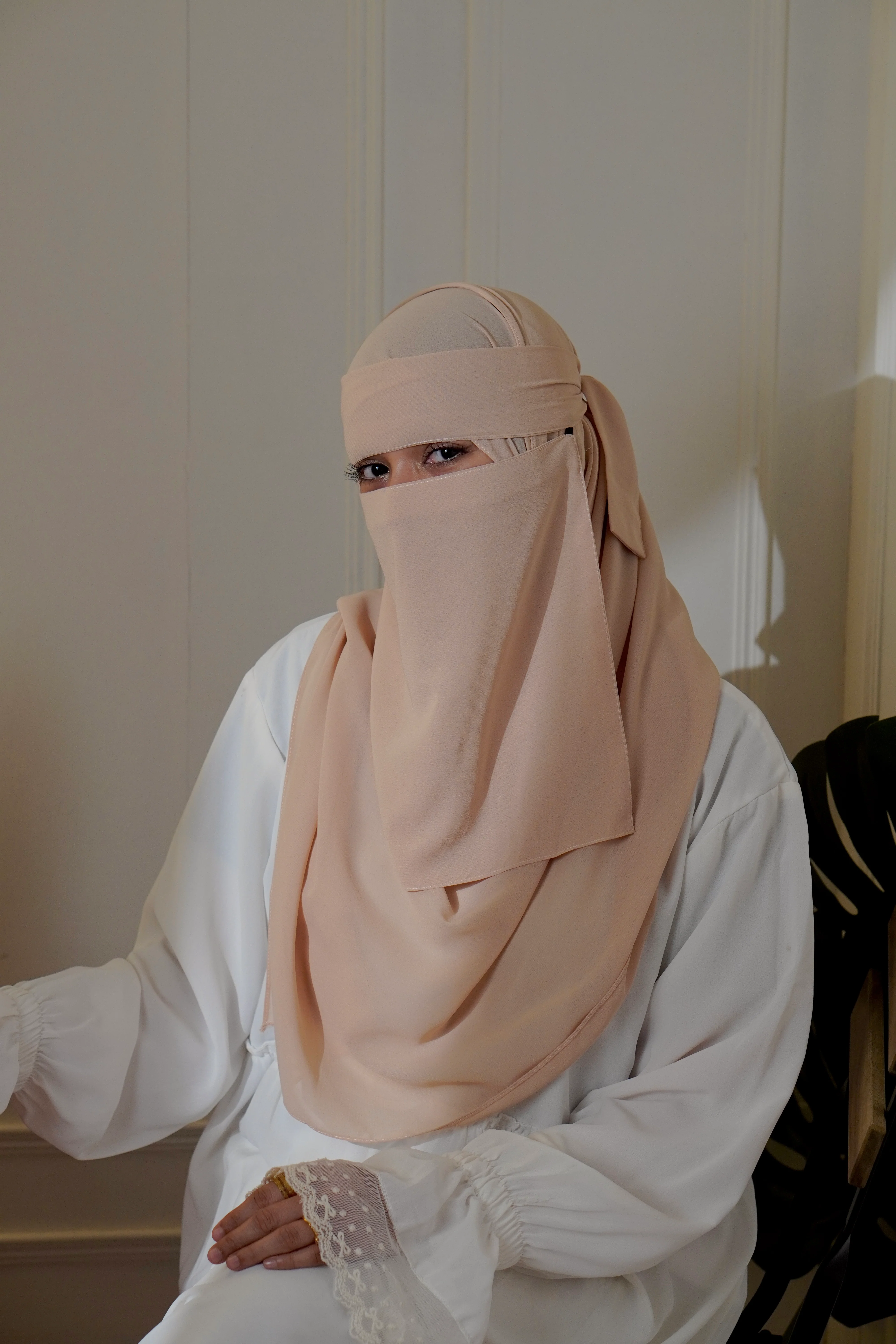 Matching Niqab Set - Beige - Image 6