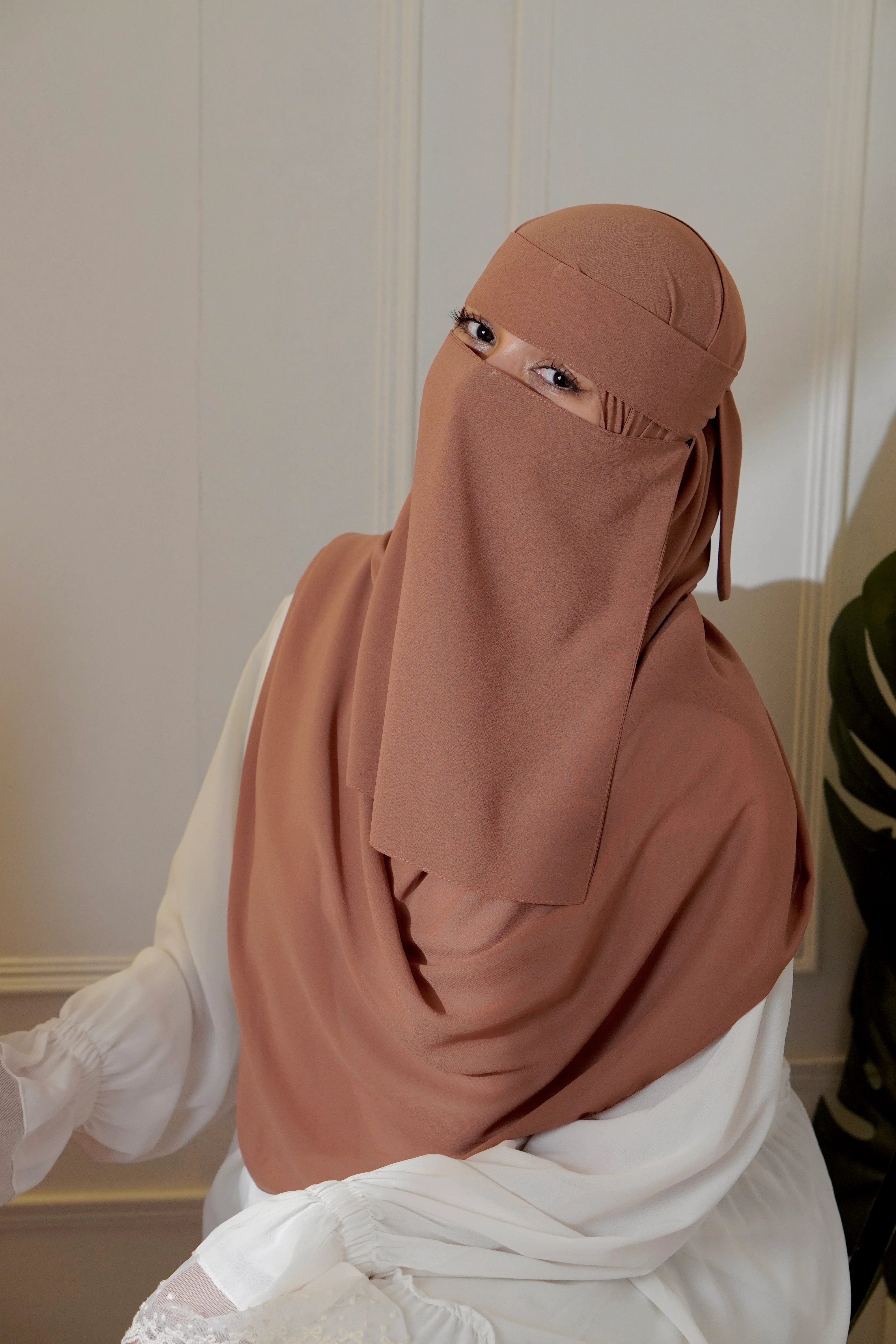 Matching Niqab Set - Brown - Image 4