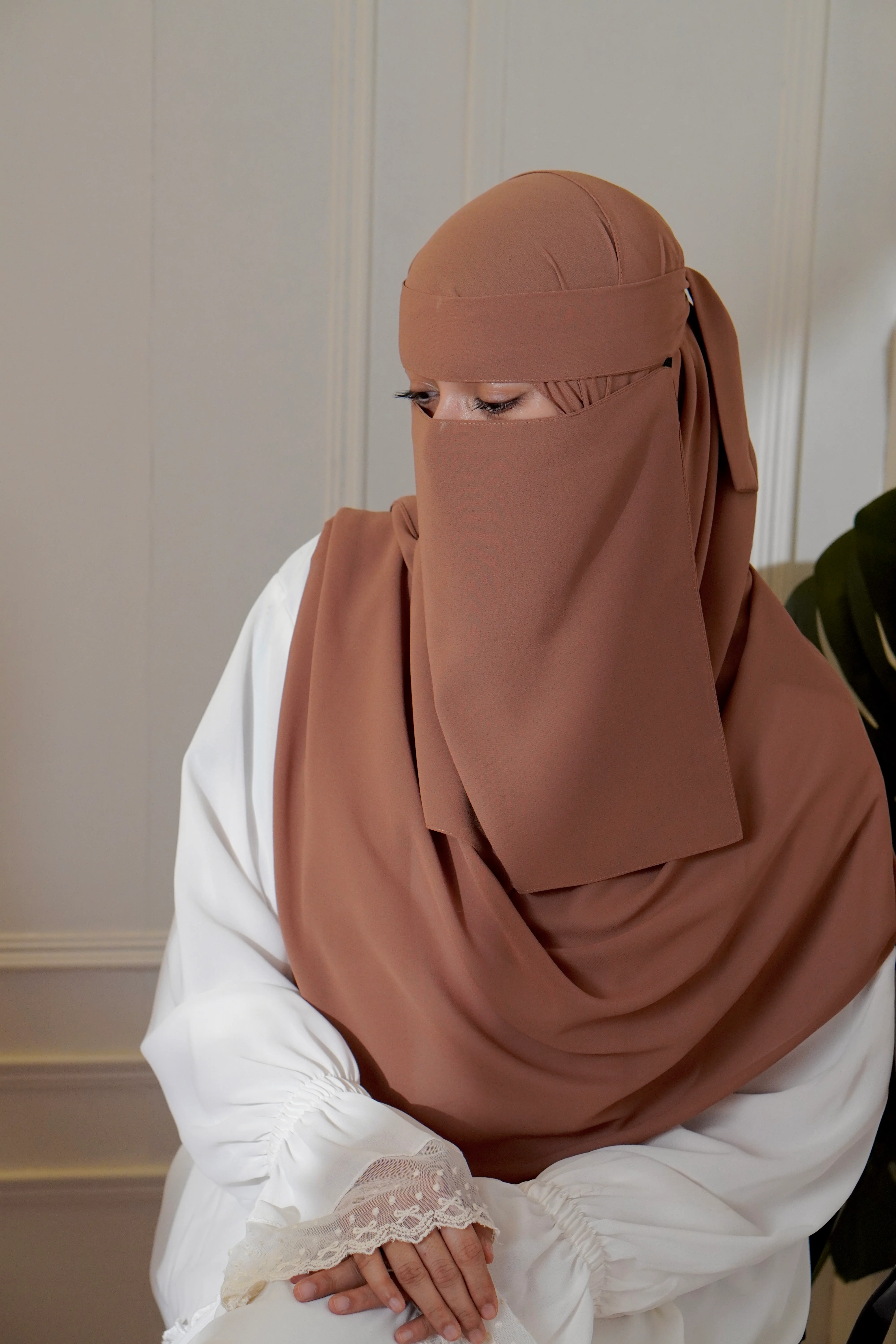 Matching Niqab Set - Brown - Image 5