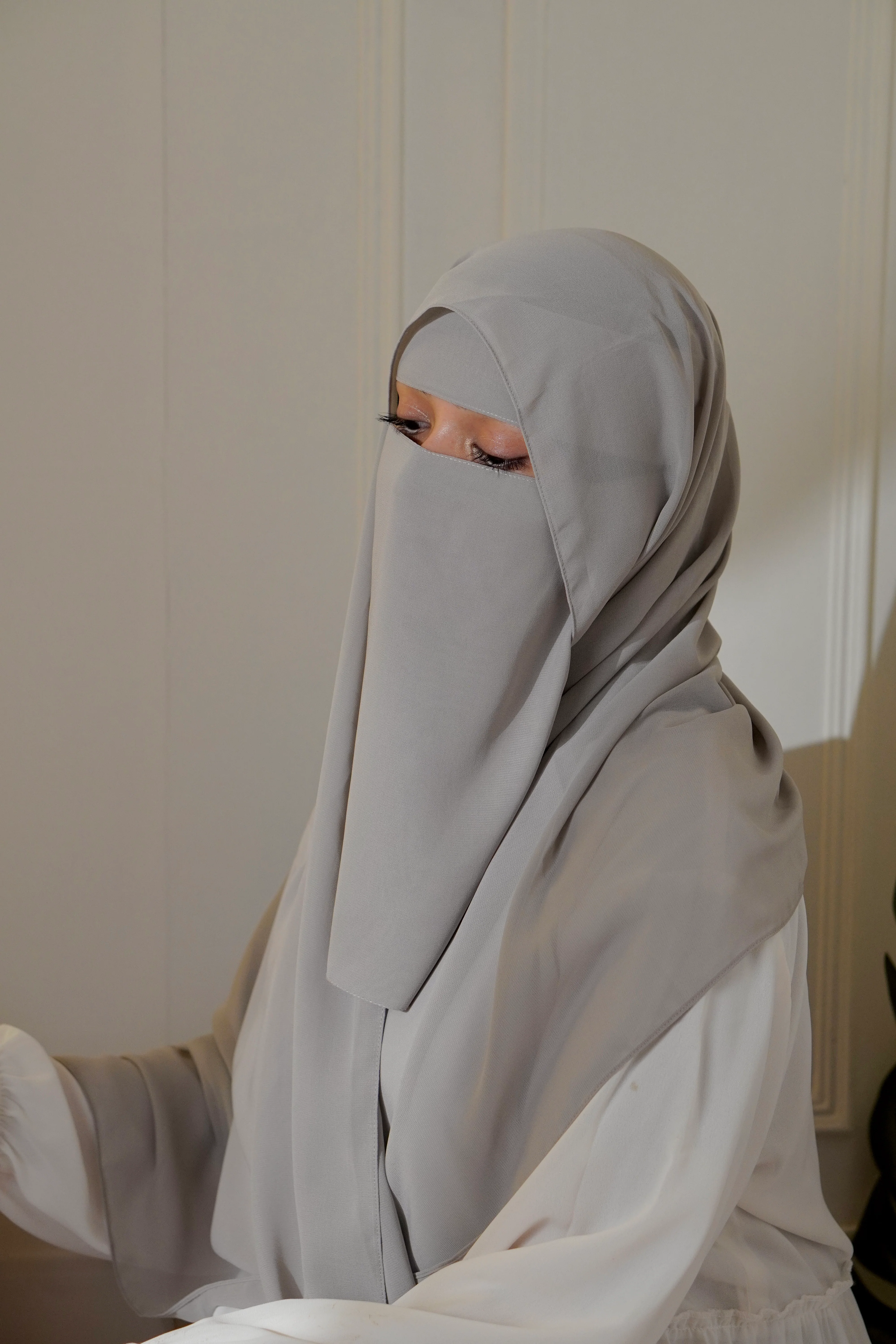 Matching Niqab Set - Grey - Image 5