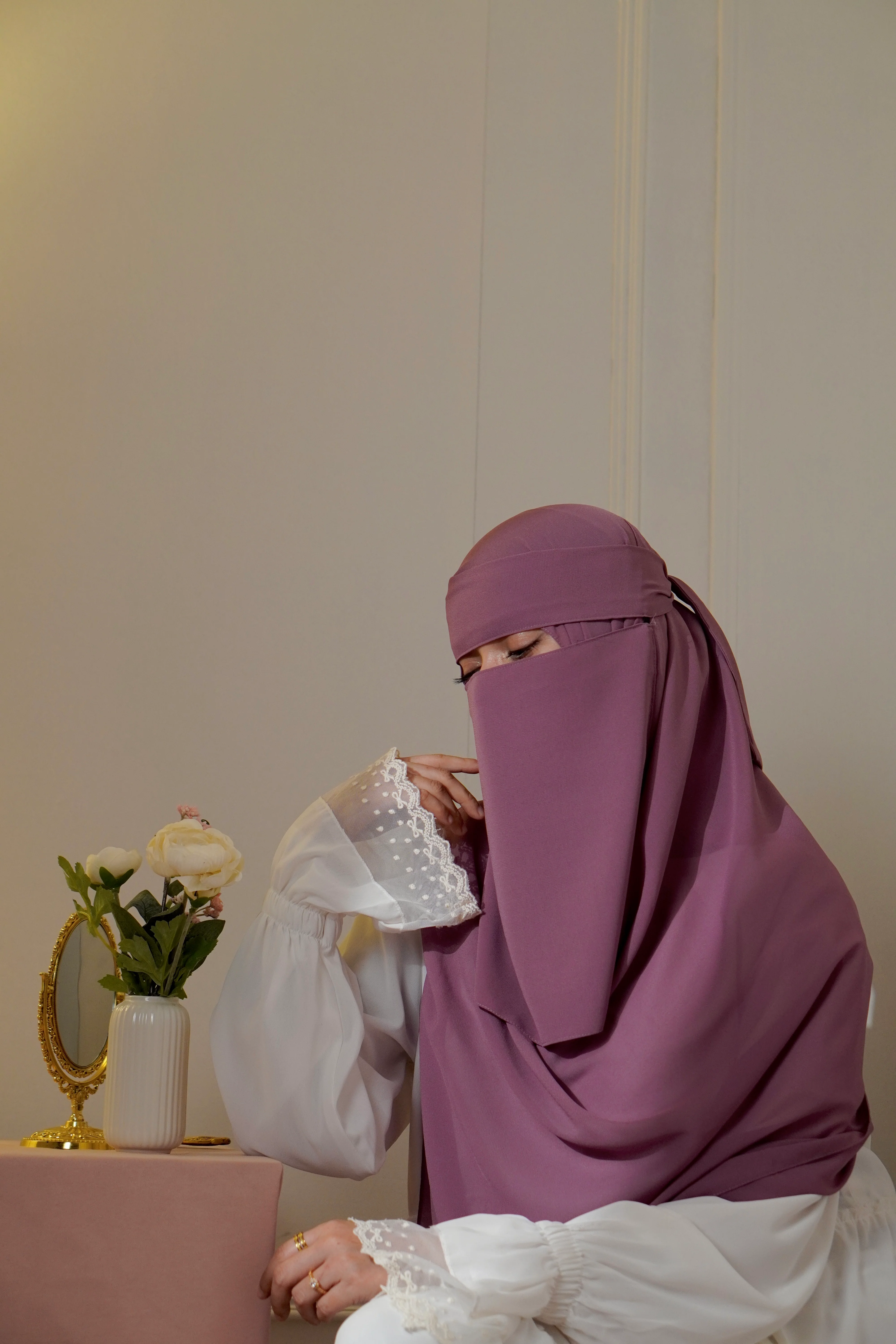 Matching Niqab Set - Mauve - Image 4
