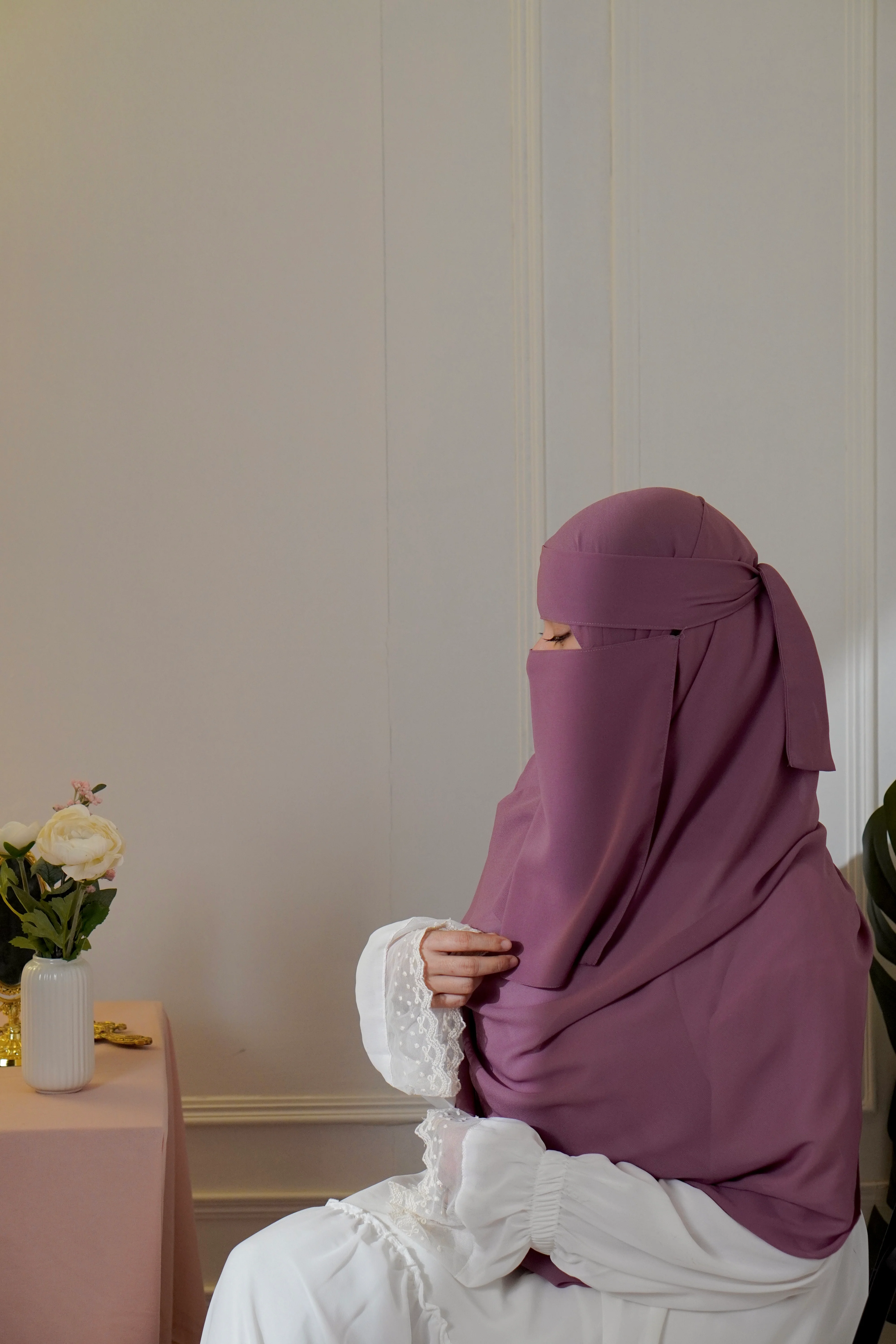 Matching Niqab Set - Mauve - Image 5