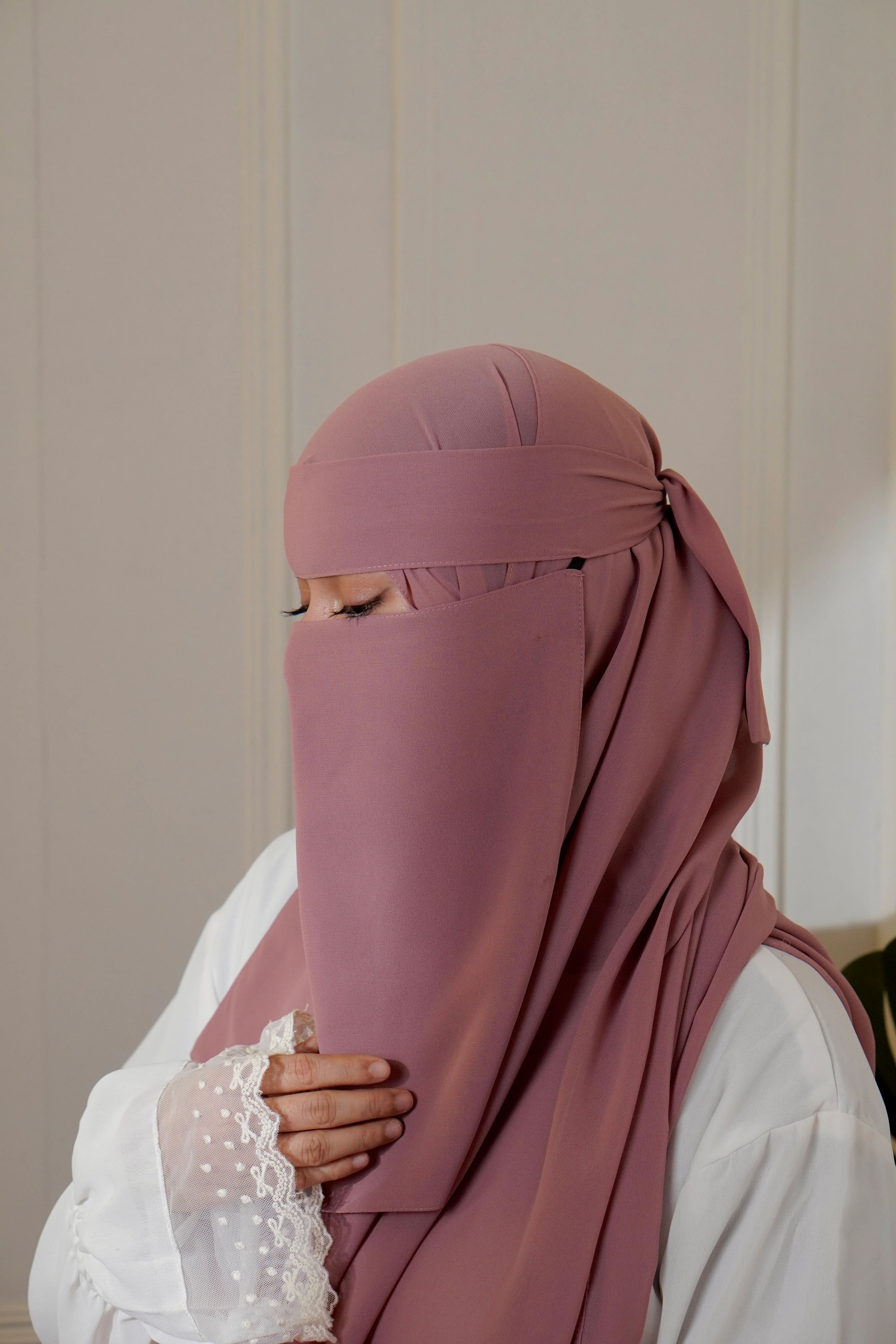 Matching Niqab Set - Rose Pink - Image 5