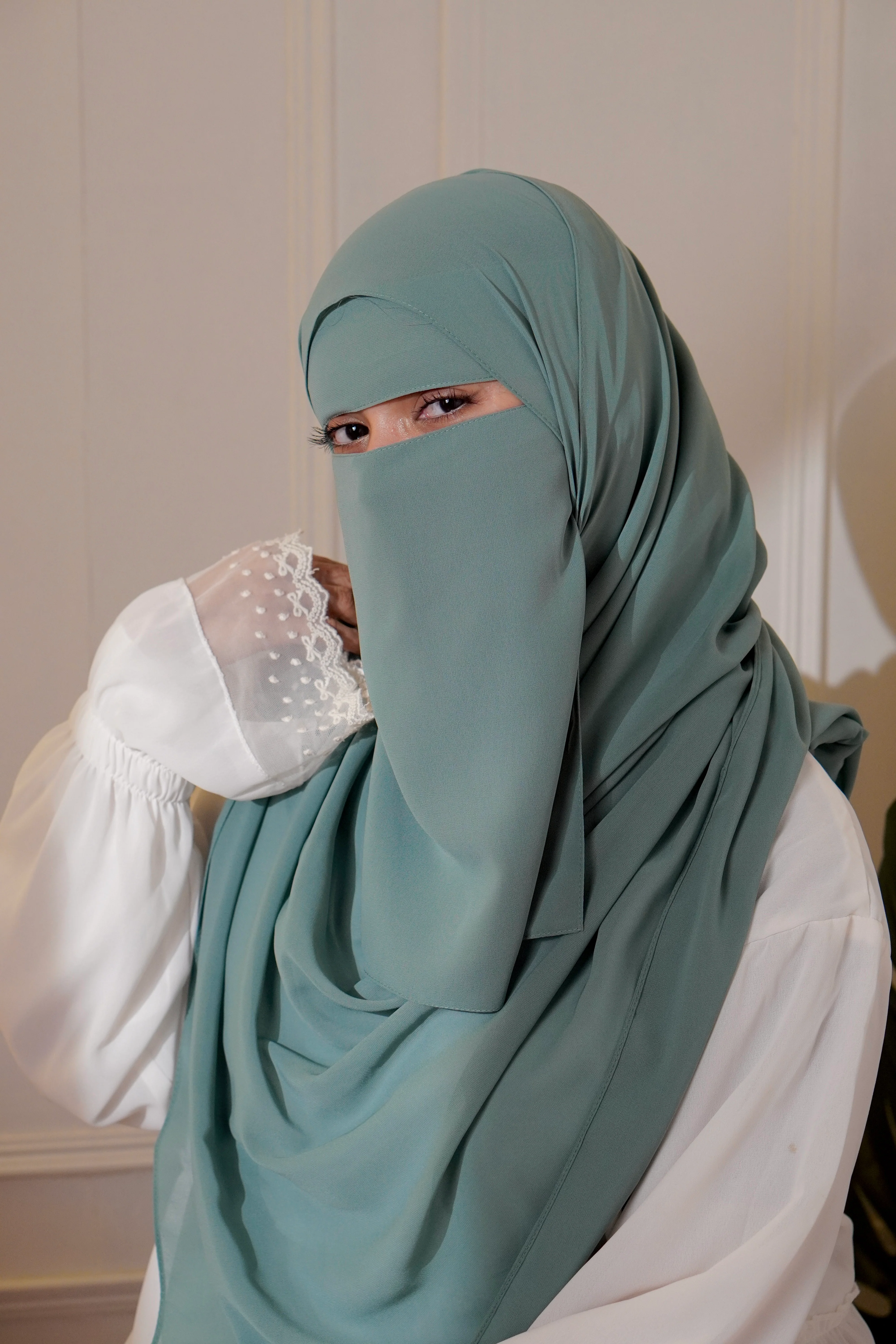Matching Niqab Set - Sea Green - Image 5