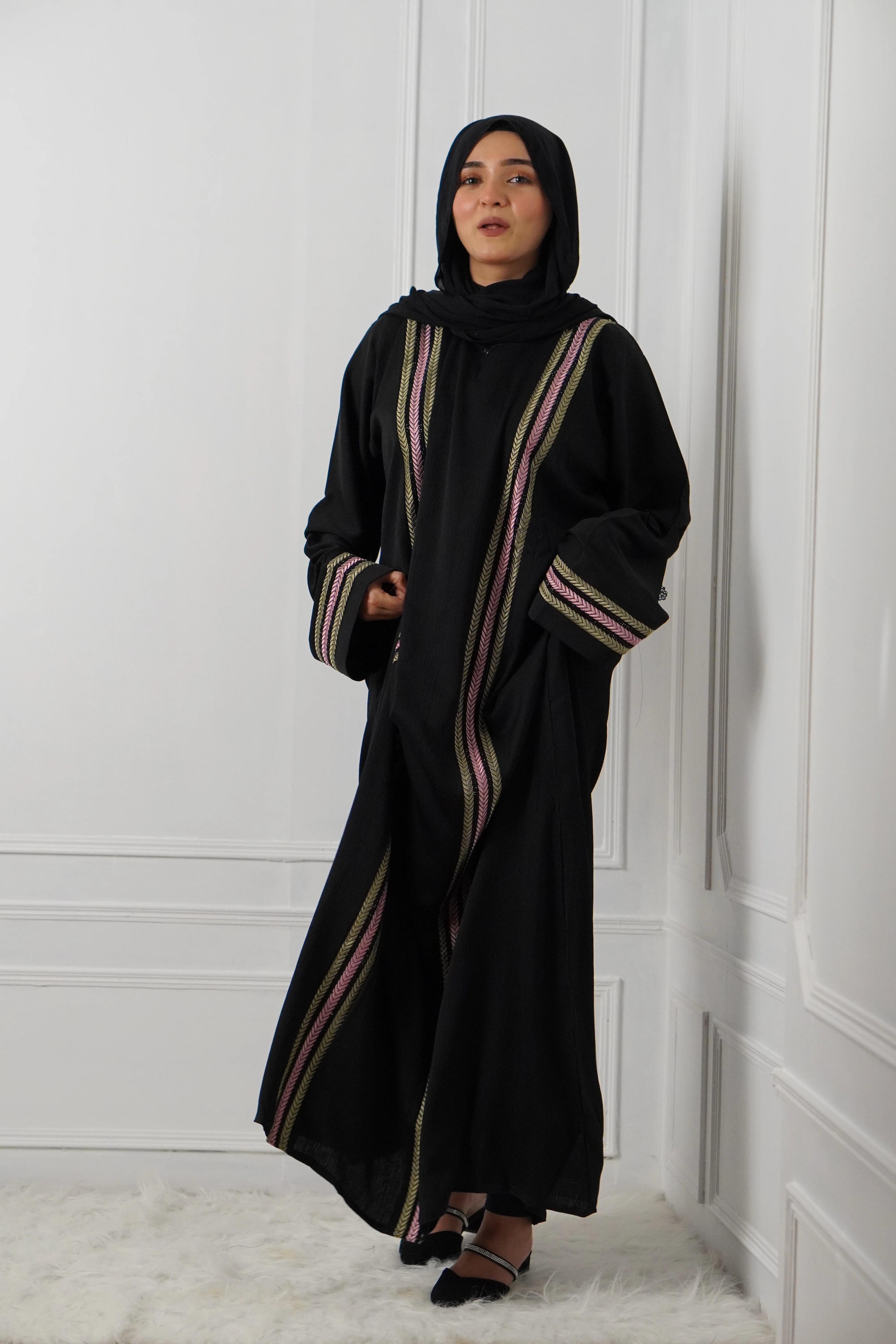 MESBAH ABAYA - Pink & Green - Image 11