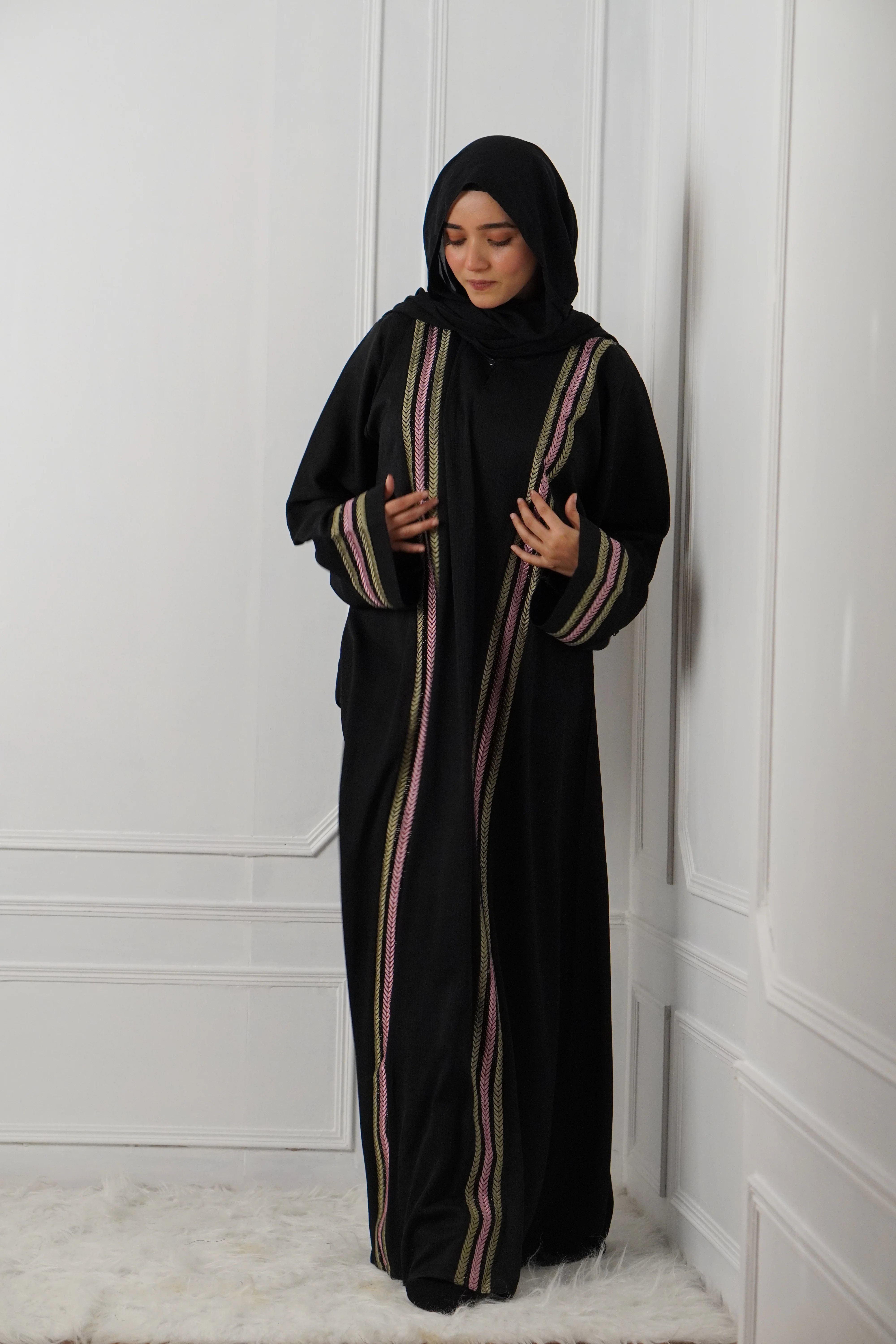 MESBAH ABAYA - Pink & Green - Image 13