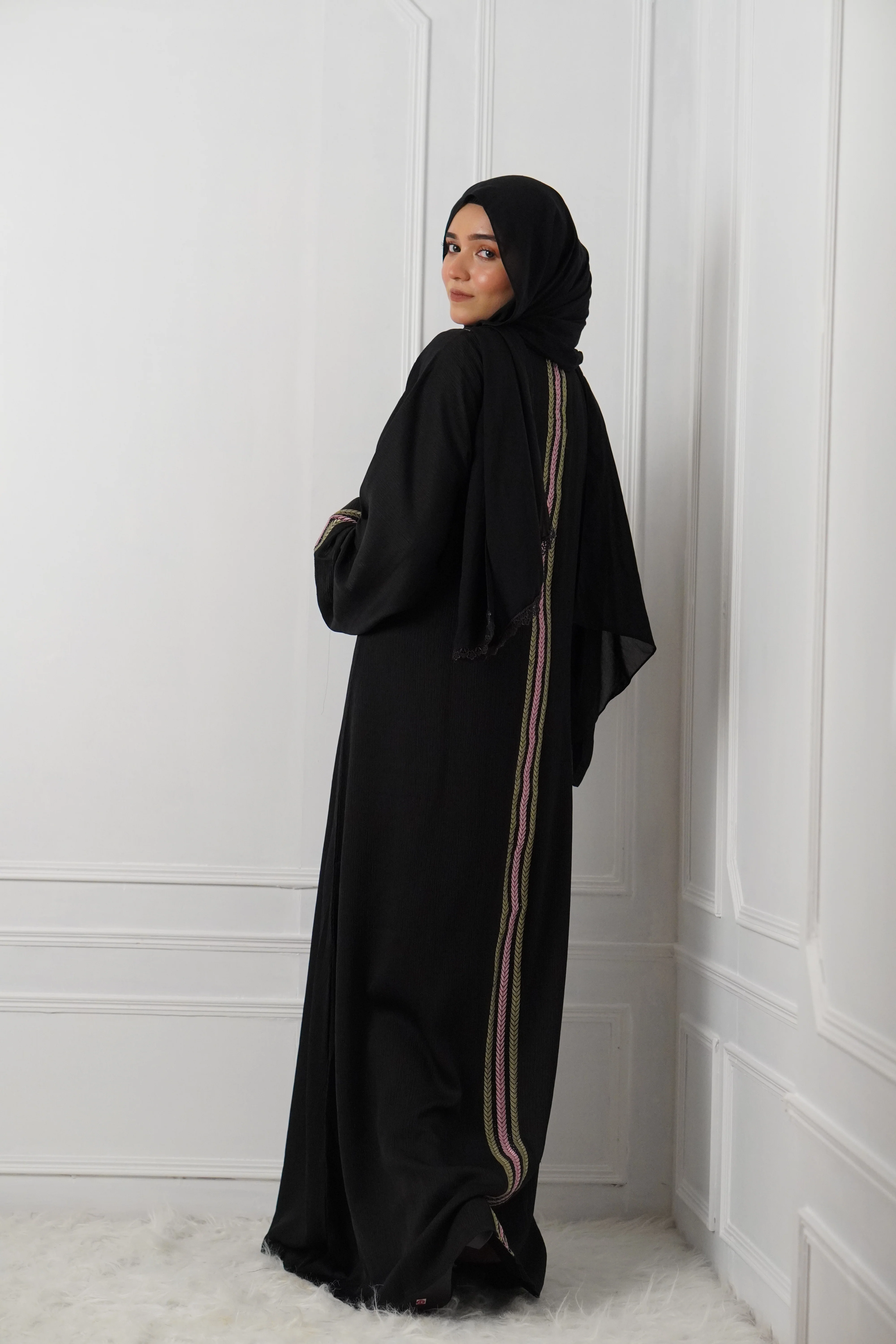 MESBAH ABAYA - Pink & Green - Image 14