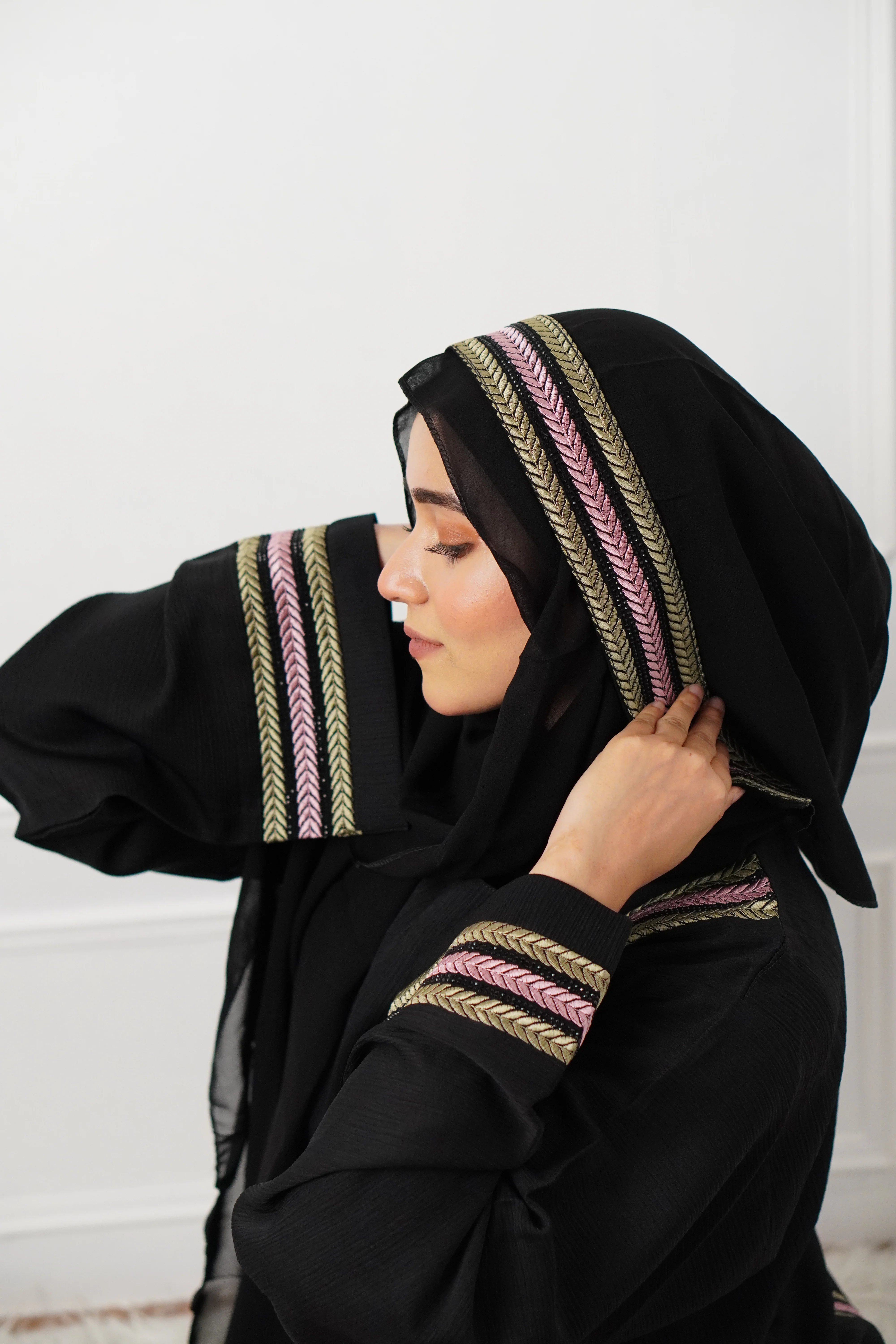MESBAH ABAYA - Pink & Green - Image 15