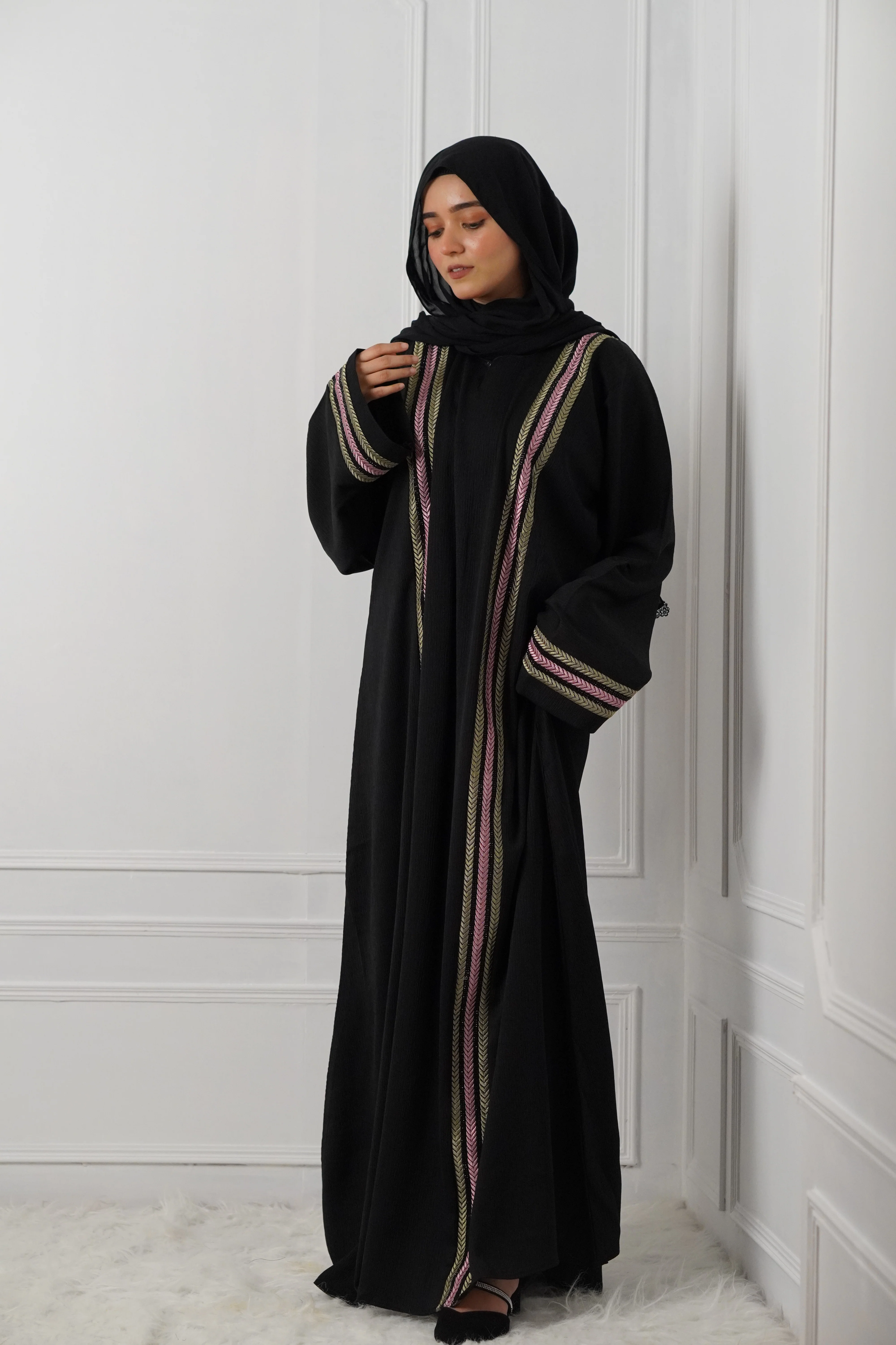 MESBAH ABAYA - Pink & Green - Image 4