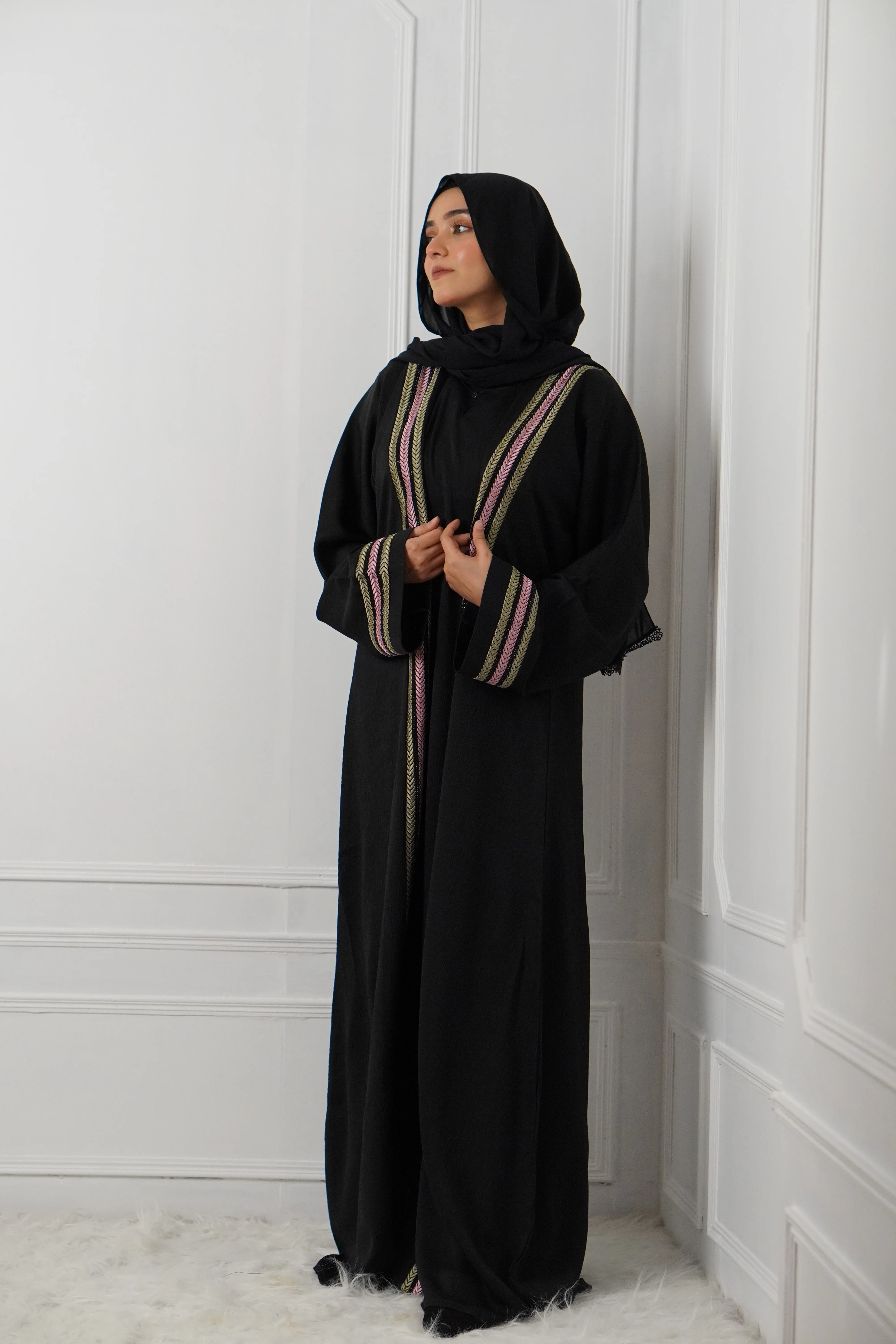 MESBAH ABAYA - Pink & Green - Image 8