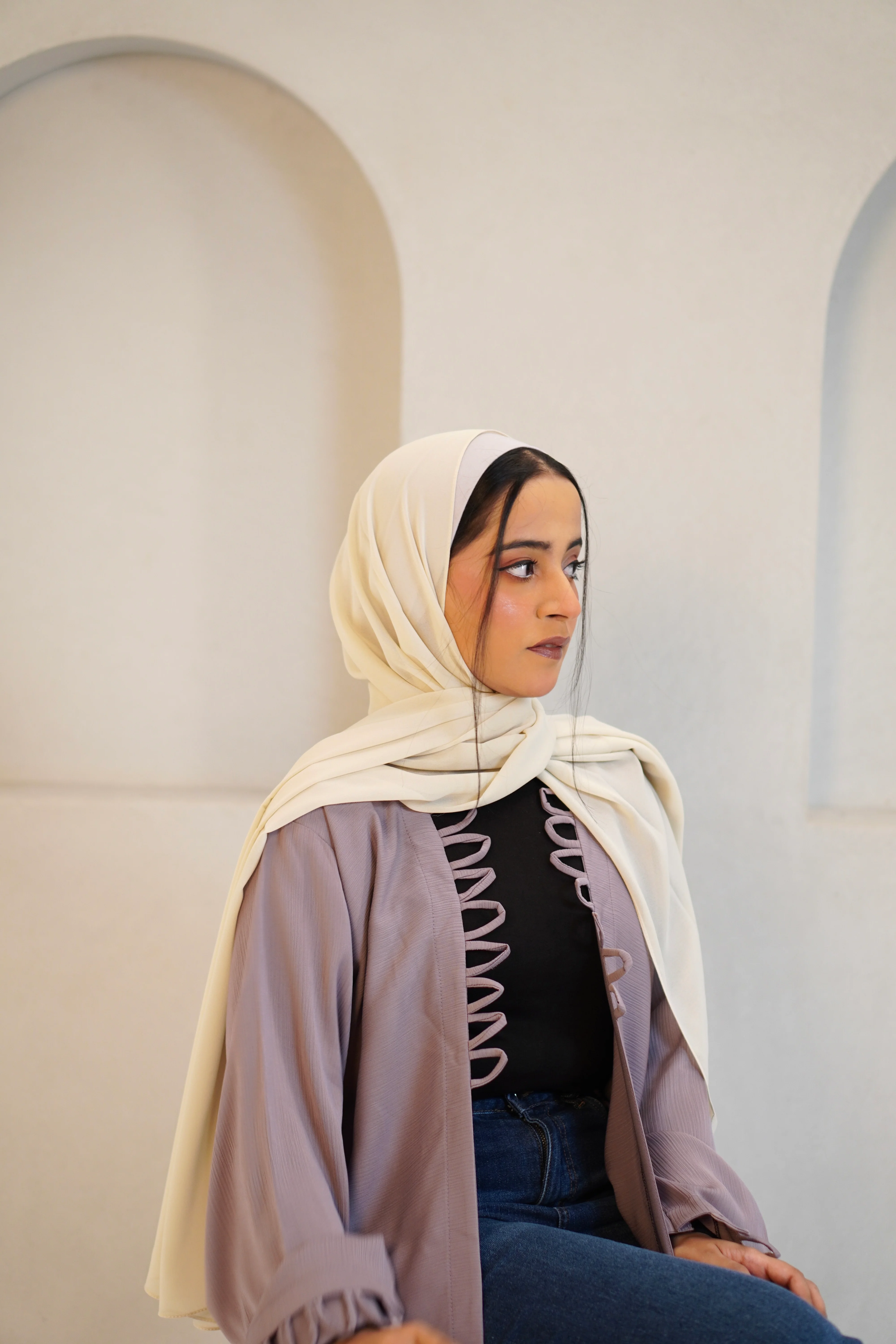 Tie Knot Shrug Abayah - Dusty Lilac - Image 16