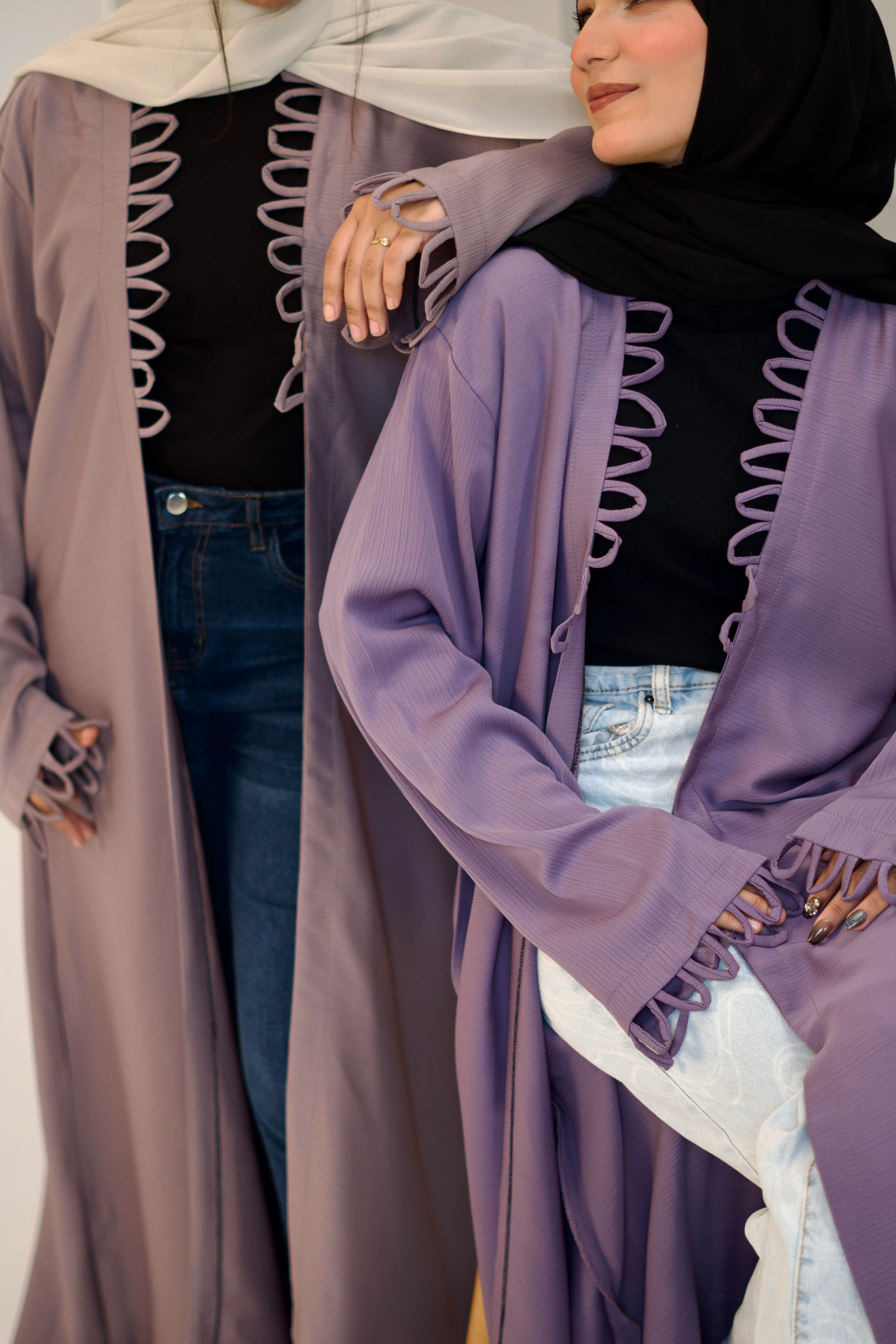 Tie Knot Shrug Abayah - Dusty Lilac - Image 18