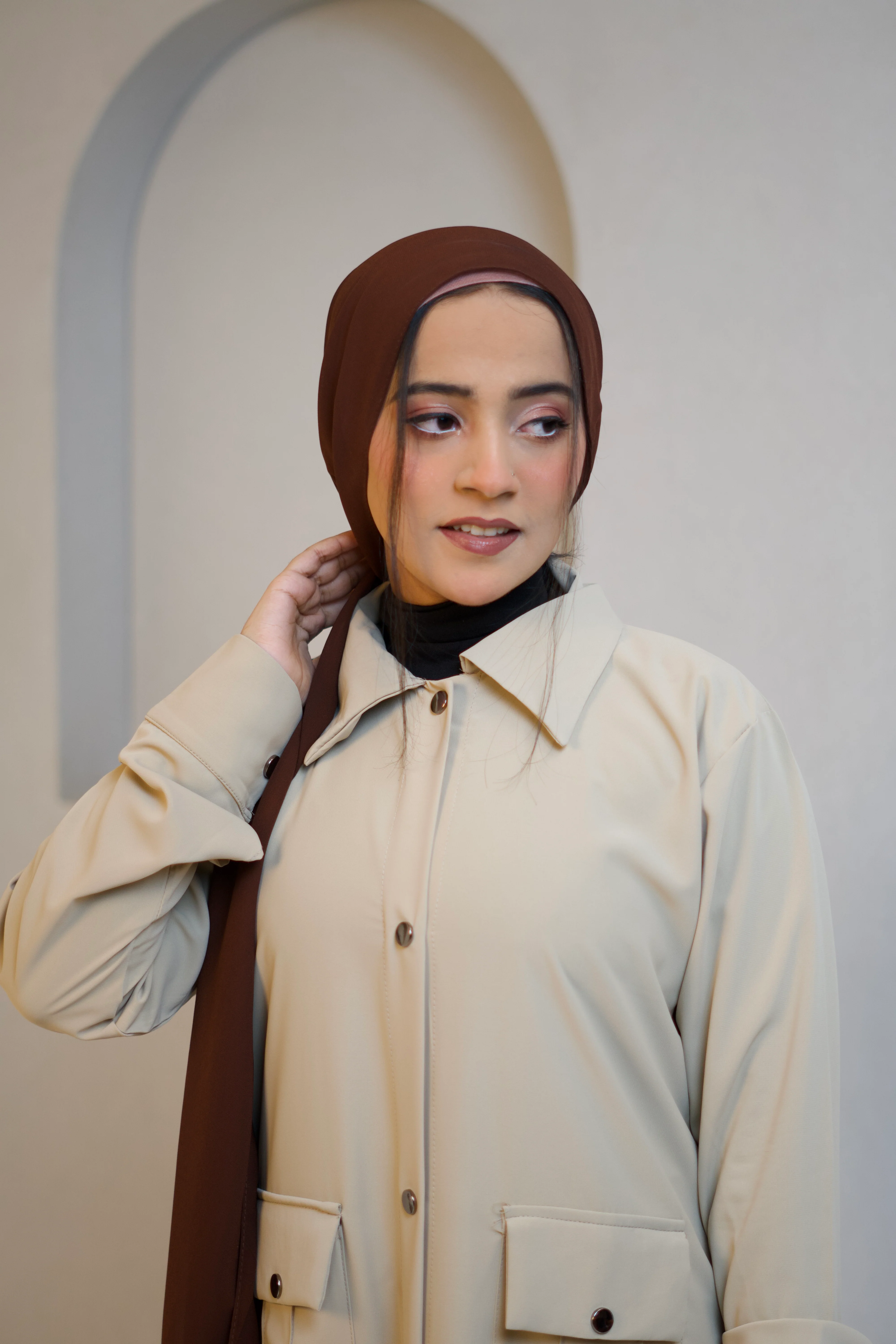 Modest Shirt Dress - Crème Beige - Image 12