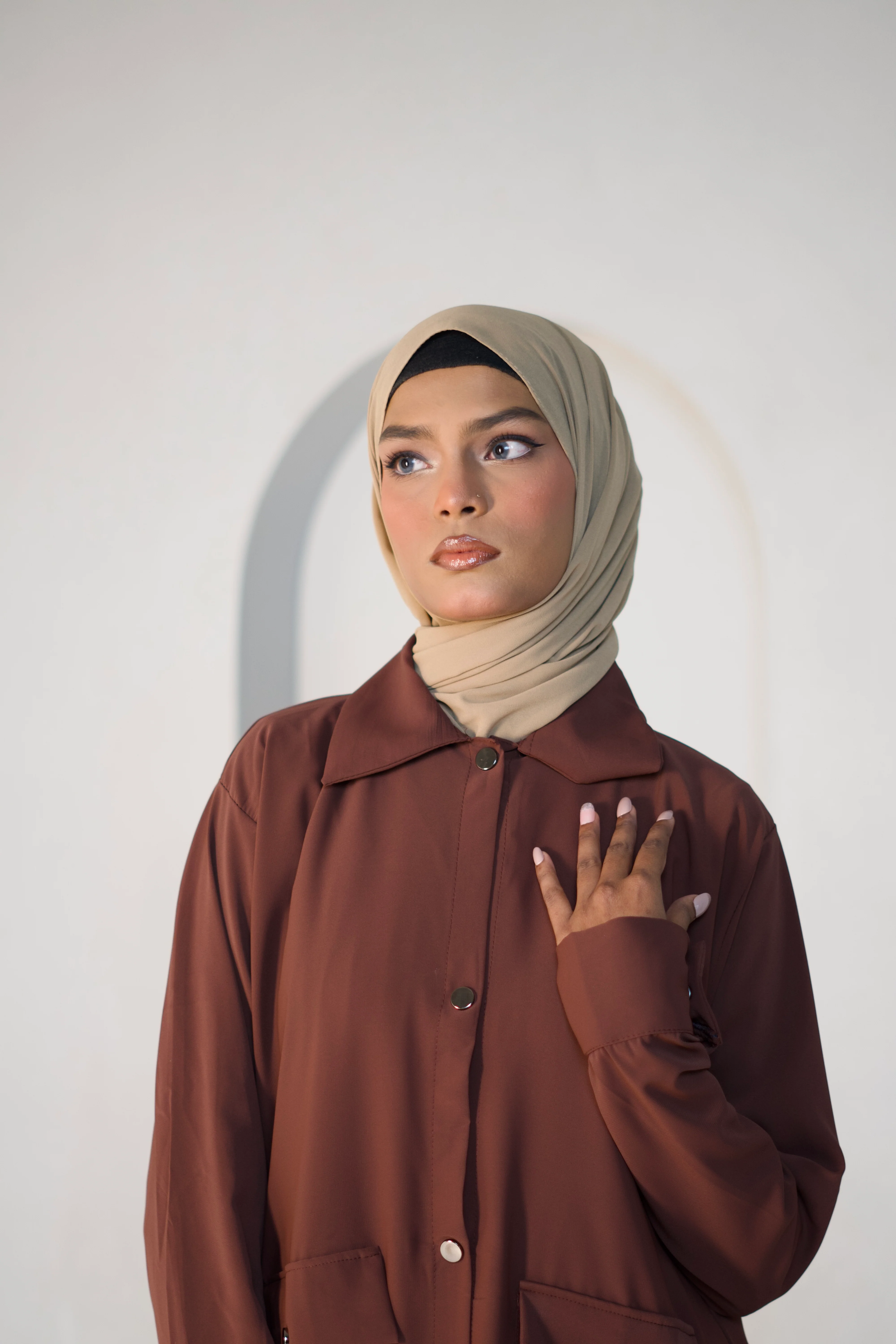 Modest Shirt Dress - Rustic Brown - Image 13