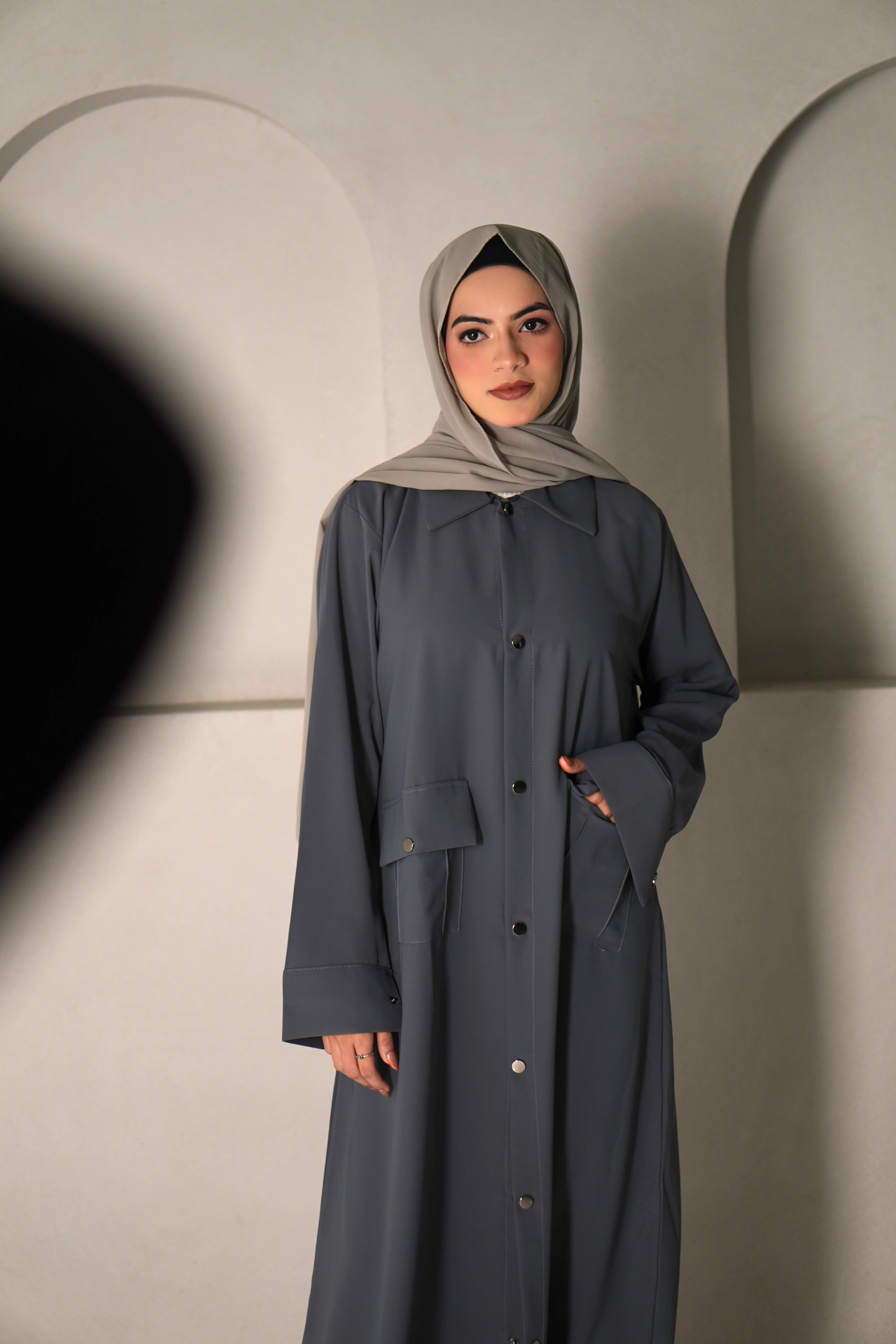Modest Shirt Dress - Sterling Grey - Image 10