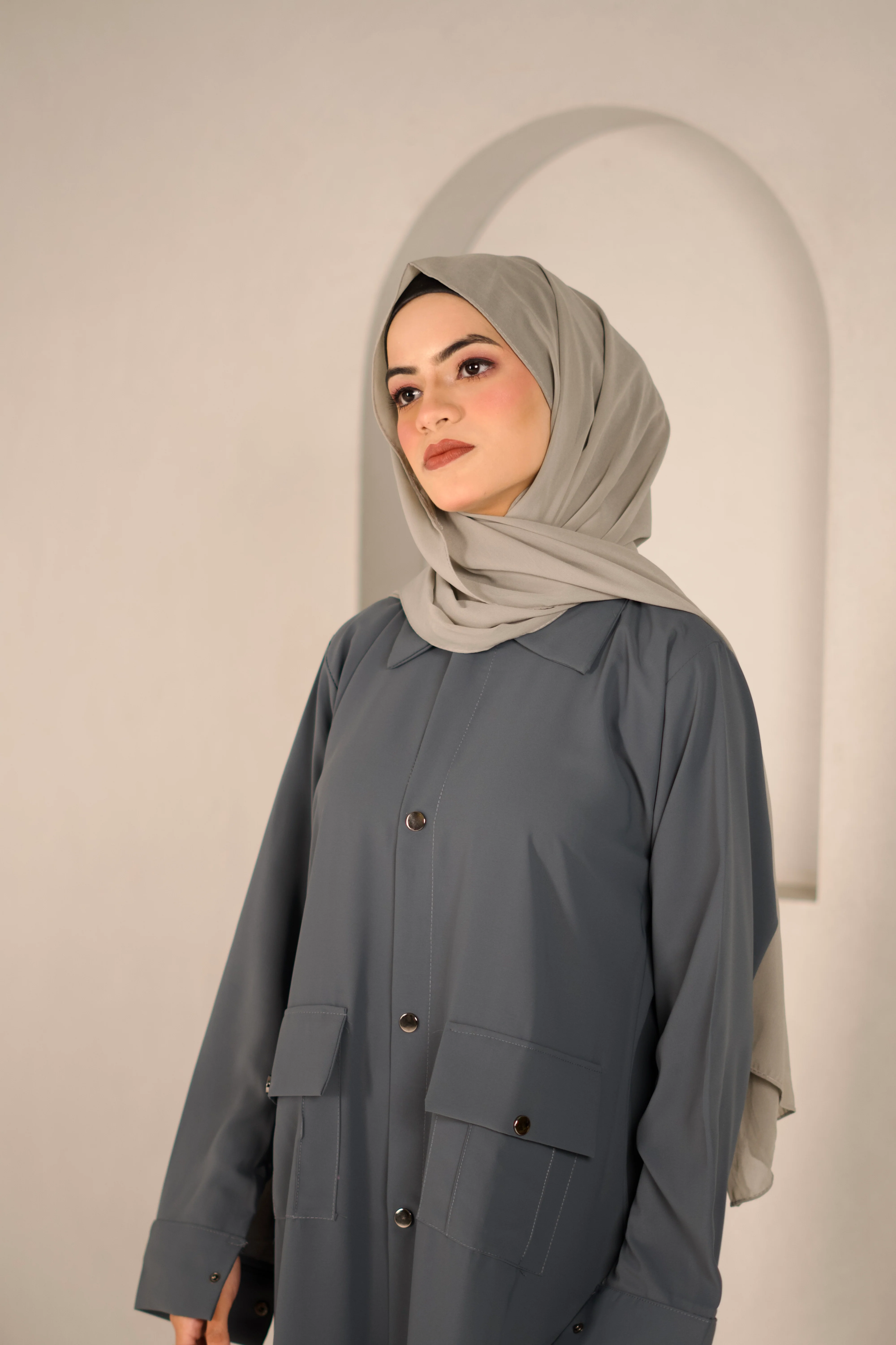 Modest Shirt Dress - Sterling Grey - Image 13