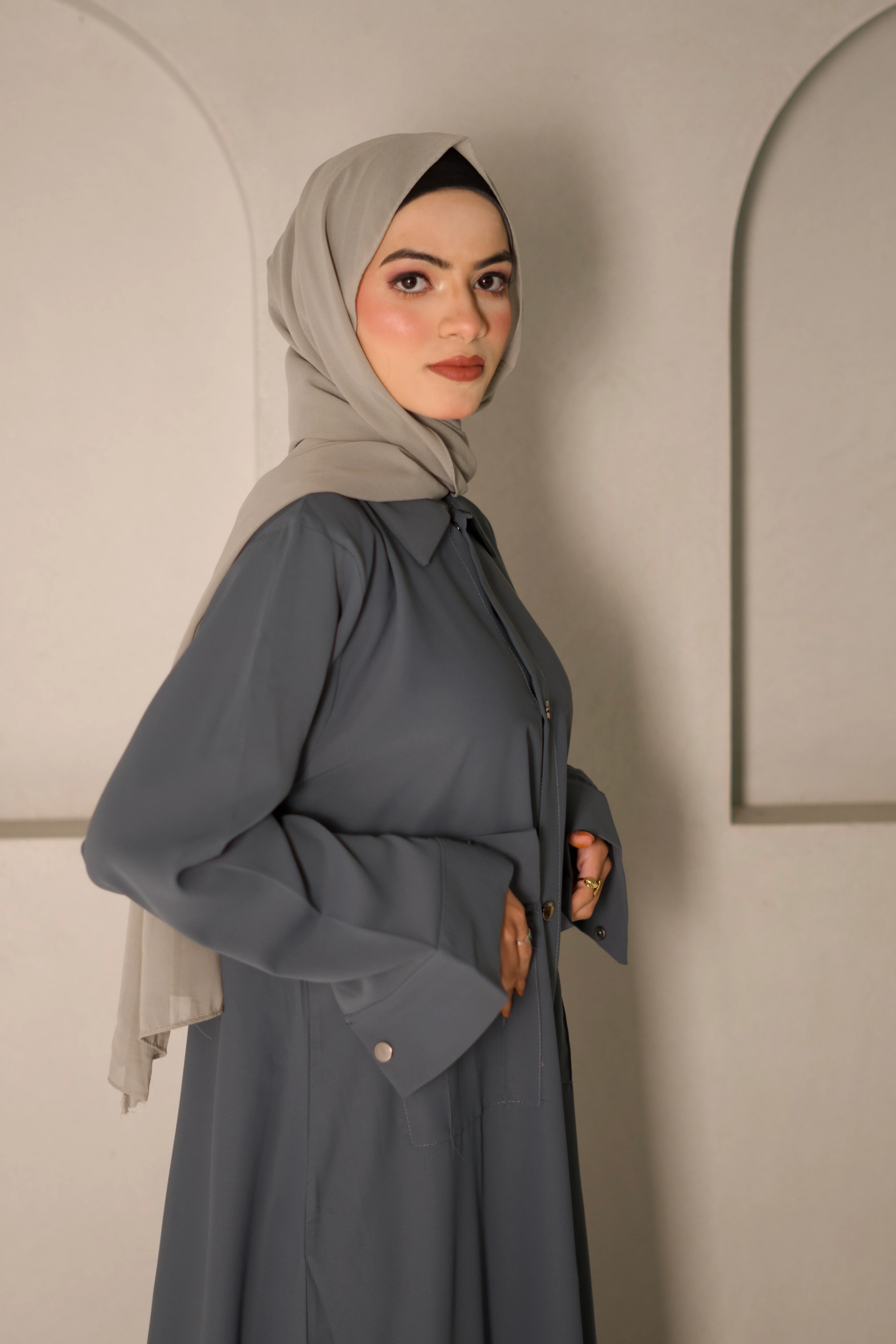 Modest Shirt Dress - Sterling Grey - Image 15