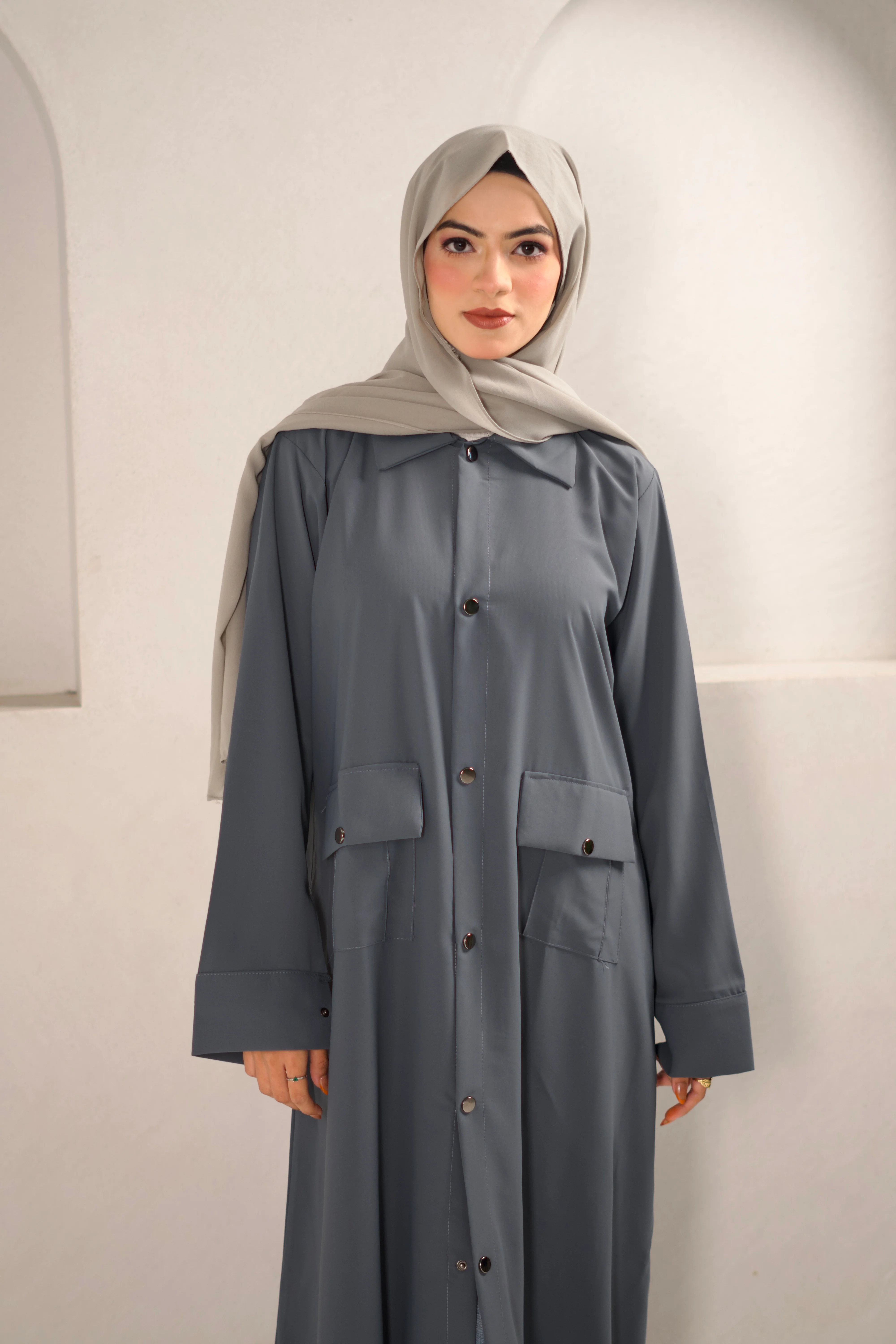 Modest Shirt Dress - Sterling Grey - Image 17