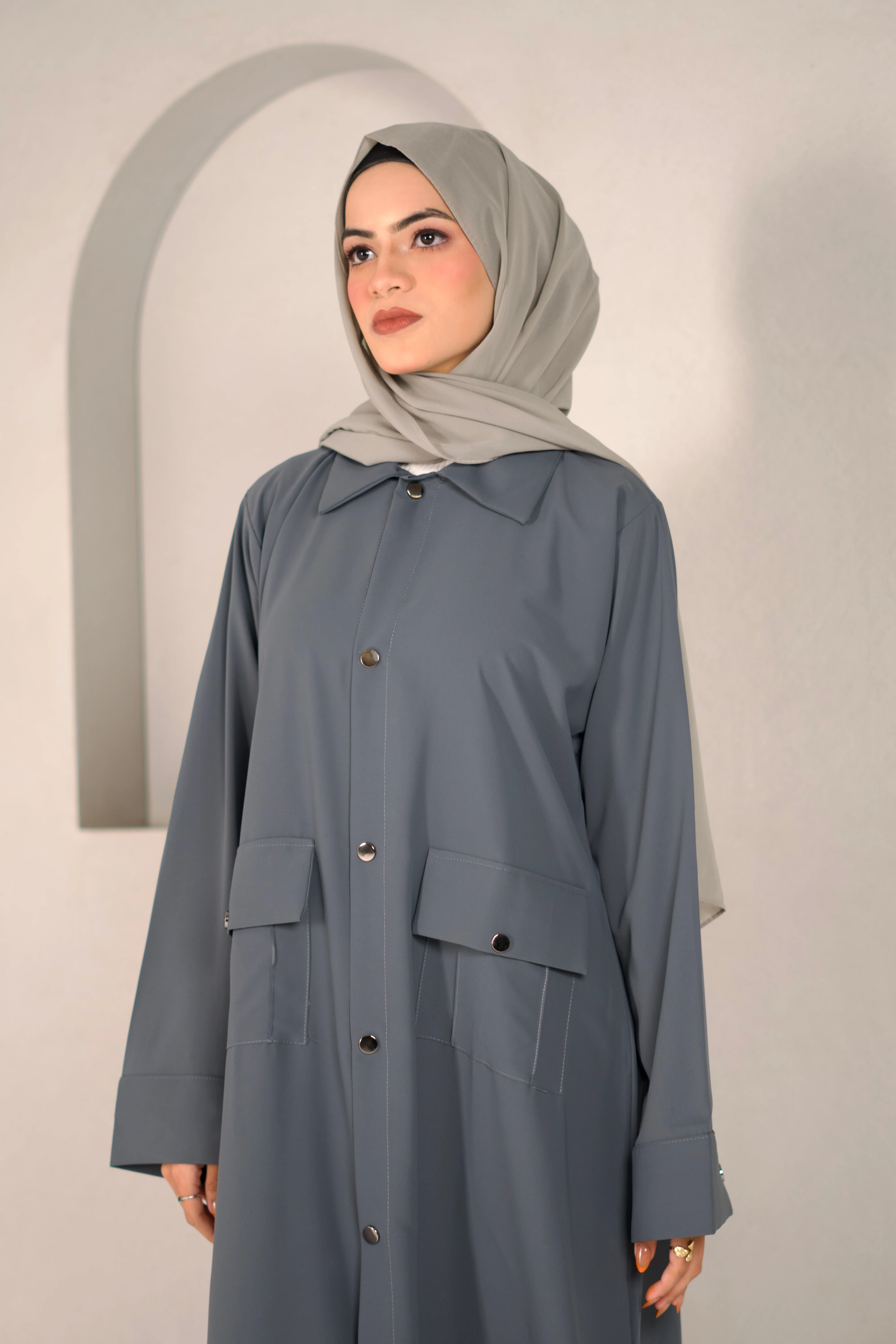 Modest Shirt Dress - Sterling Grey - Image 6