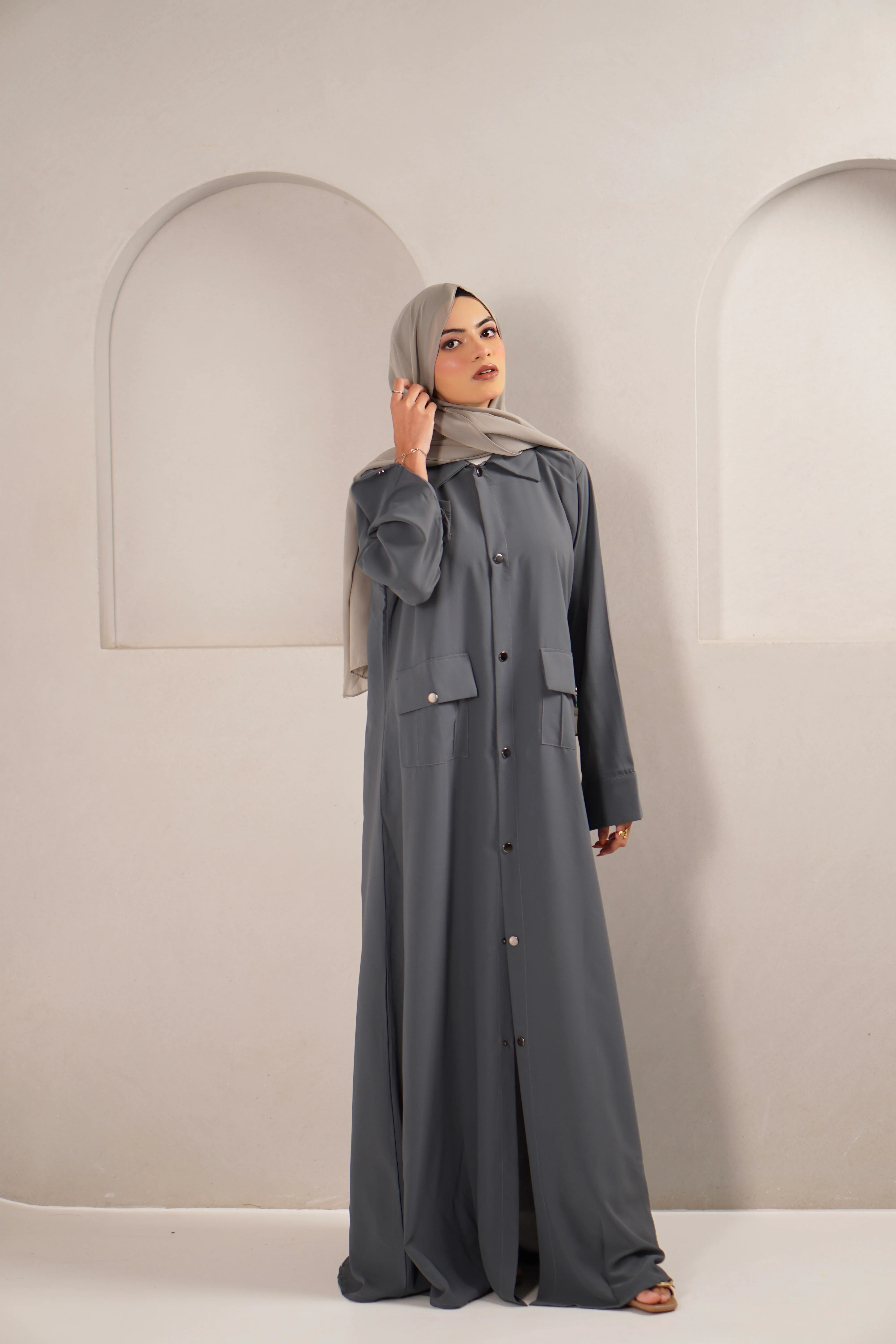 Modest Shirt Dress - Sterling Grey - Image 8