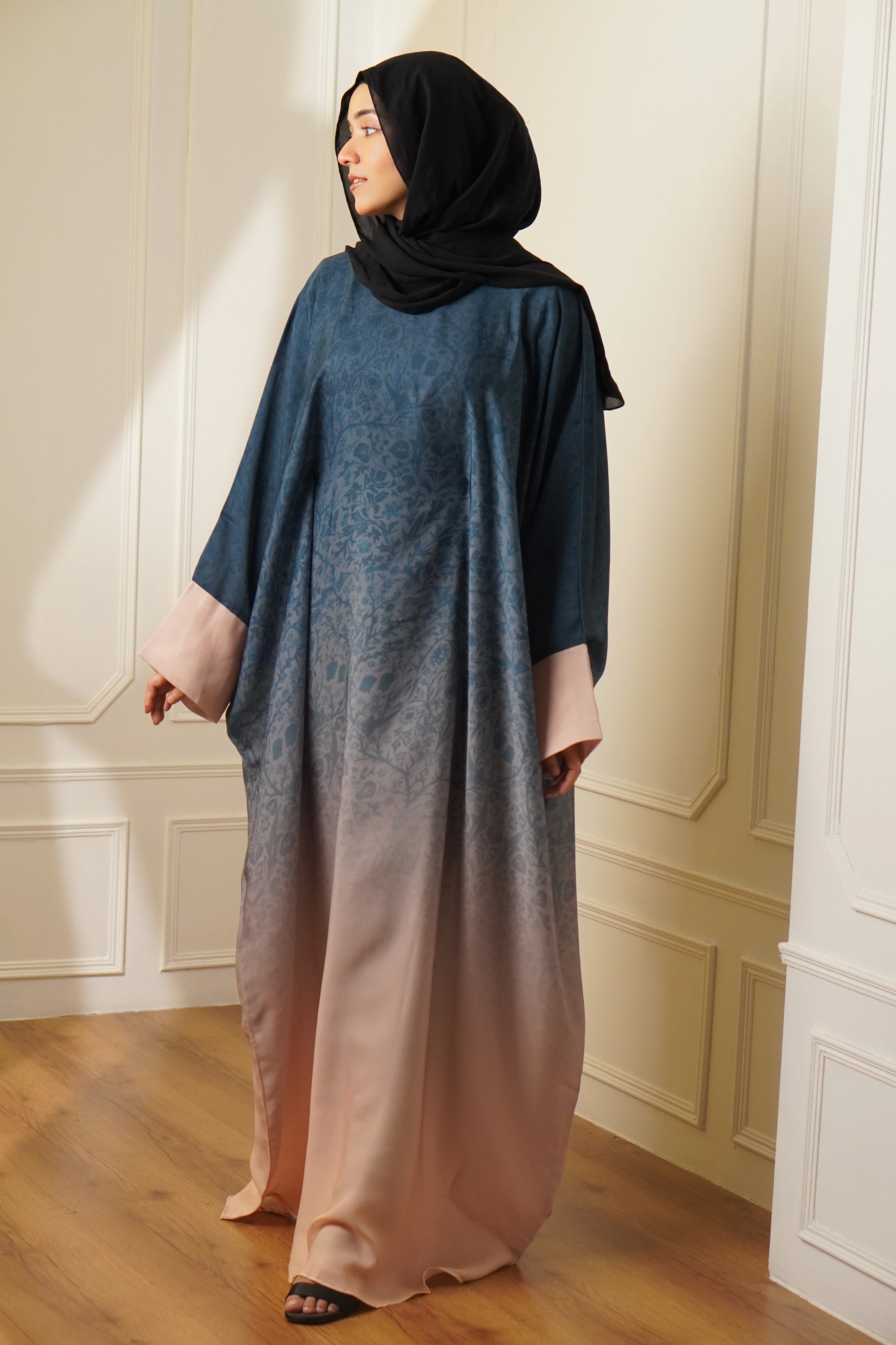 OMBRE PRINTED ABAYAH - BLUE GREEN