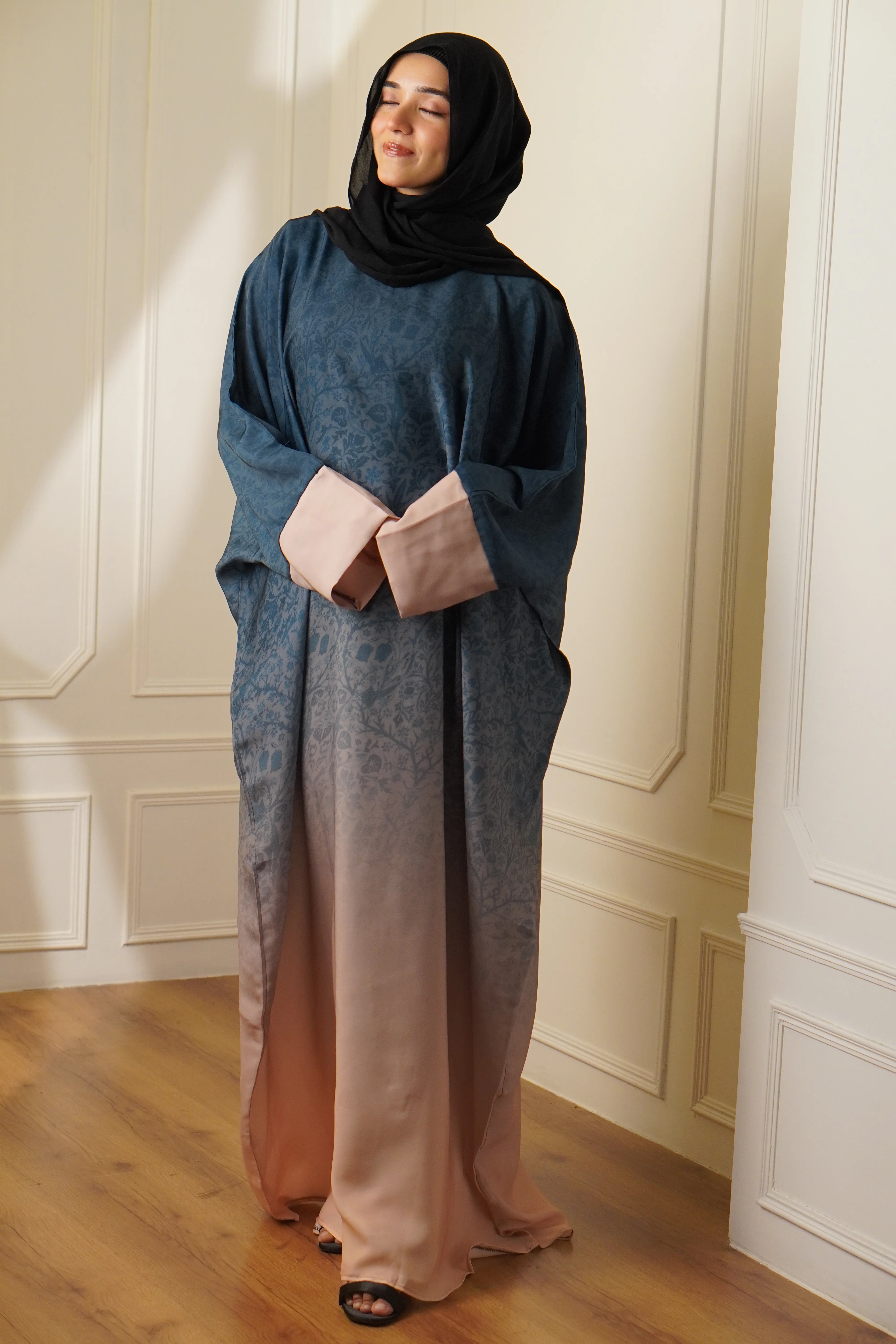 OMBRE PRINTED ABAYAH - BLUE GREEN - Image 3