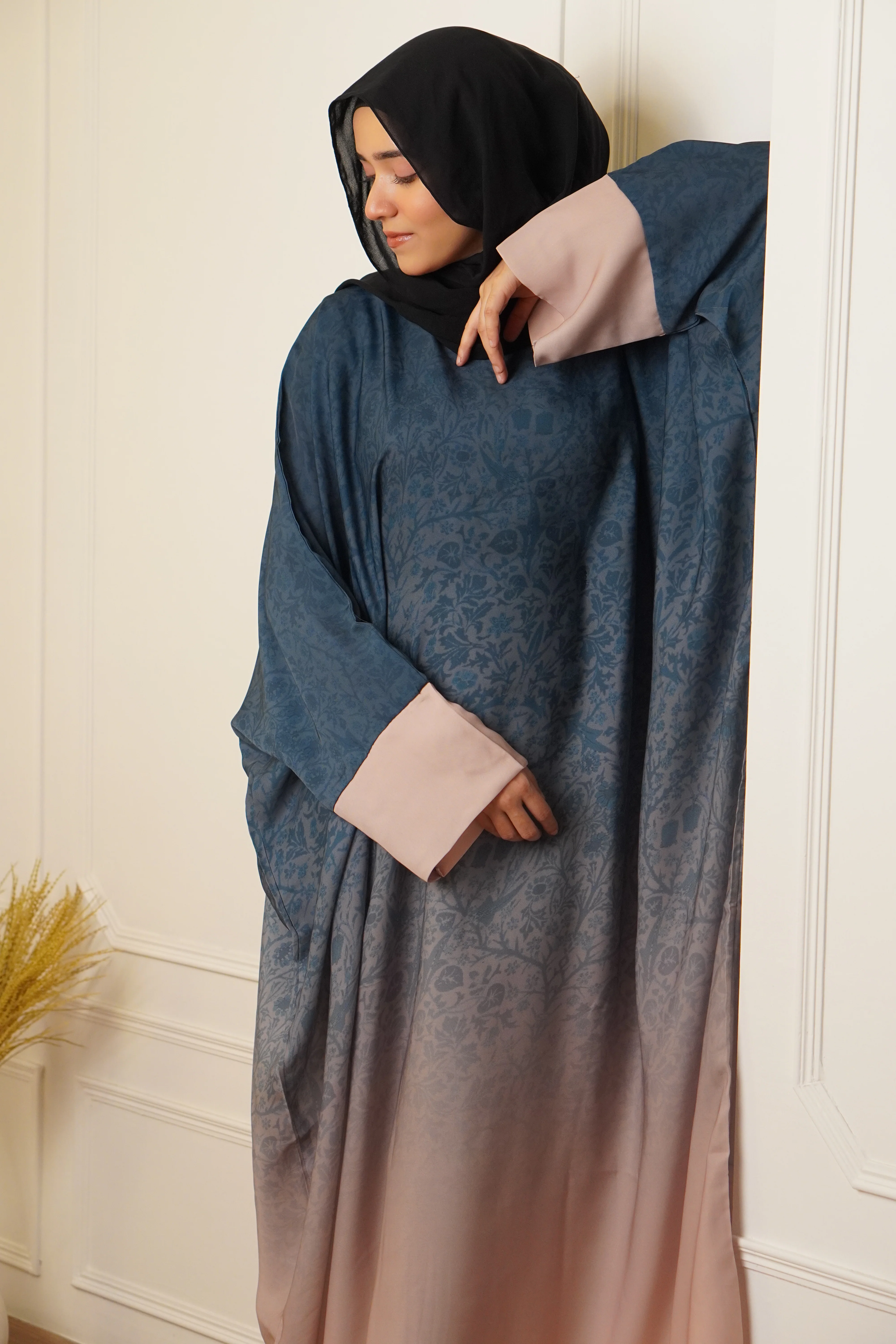 OMBRE PRINTED ABAYAH - BLUE GREEN - Image 4