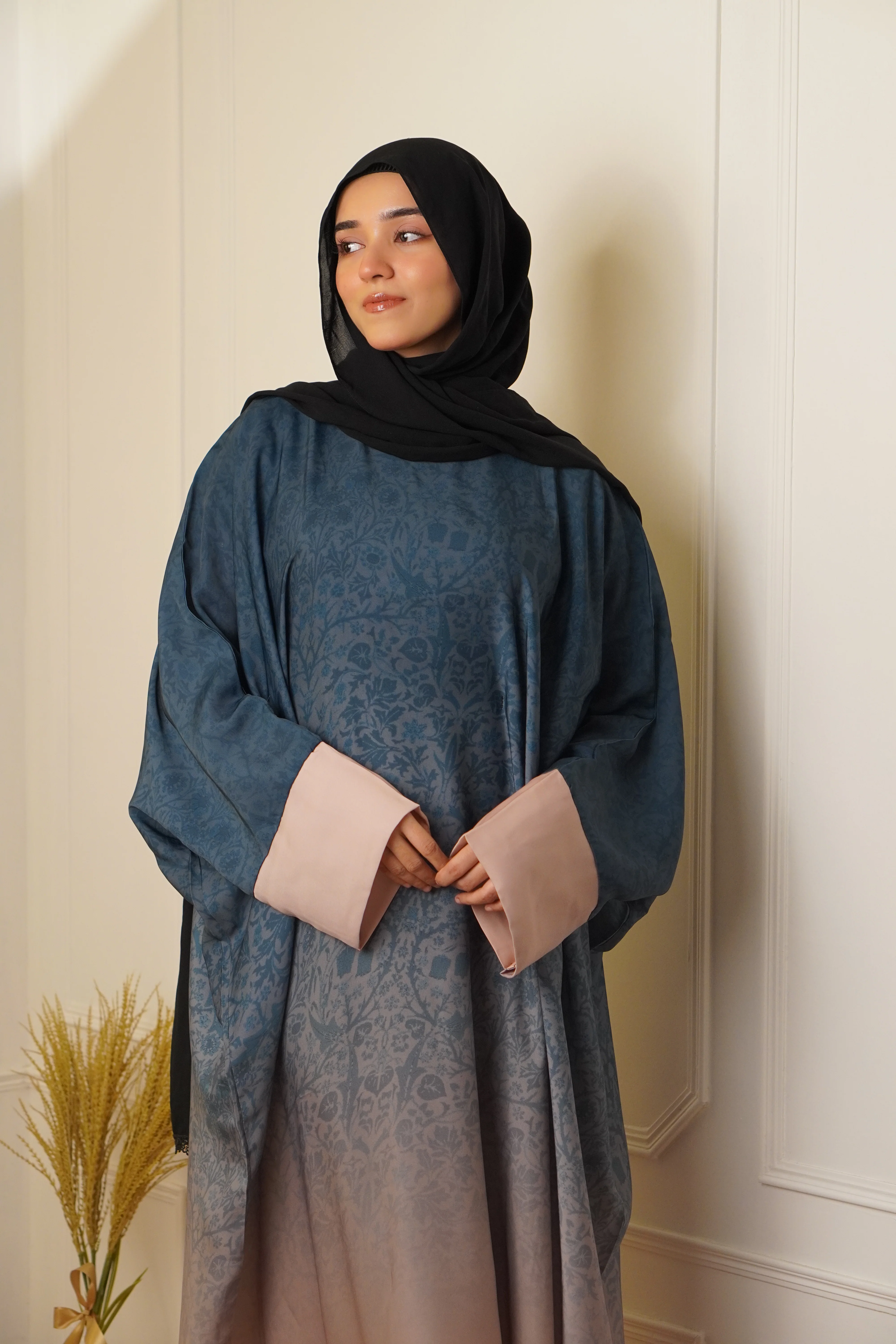 OMBRE PRINTED ABAYAH - BLUE GREEN - Image 5