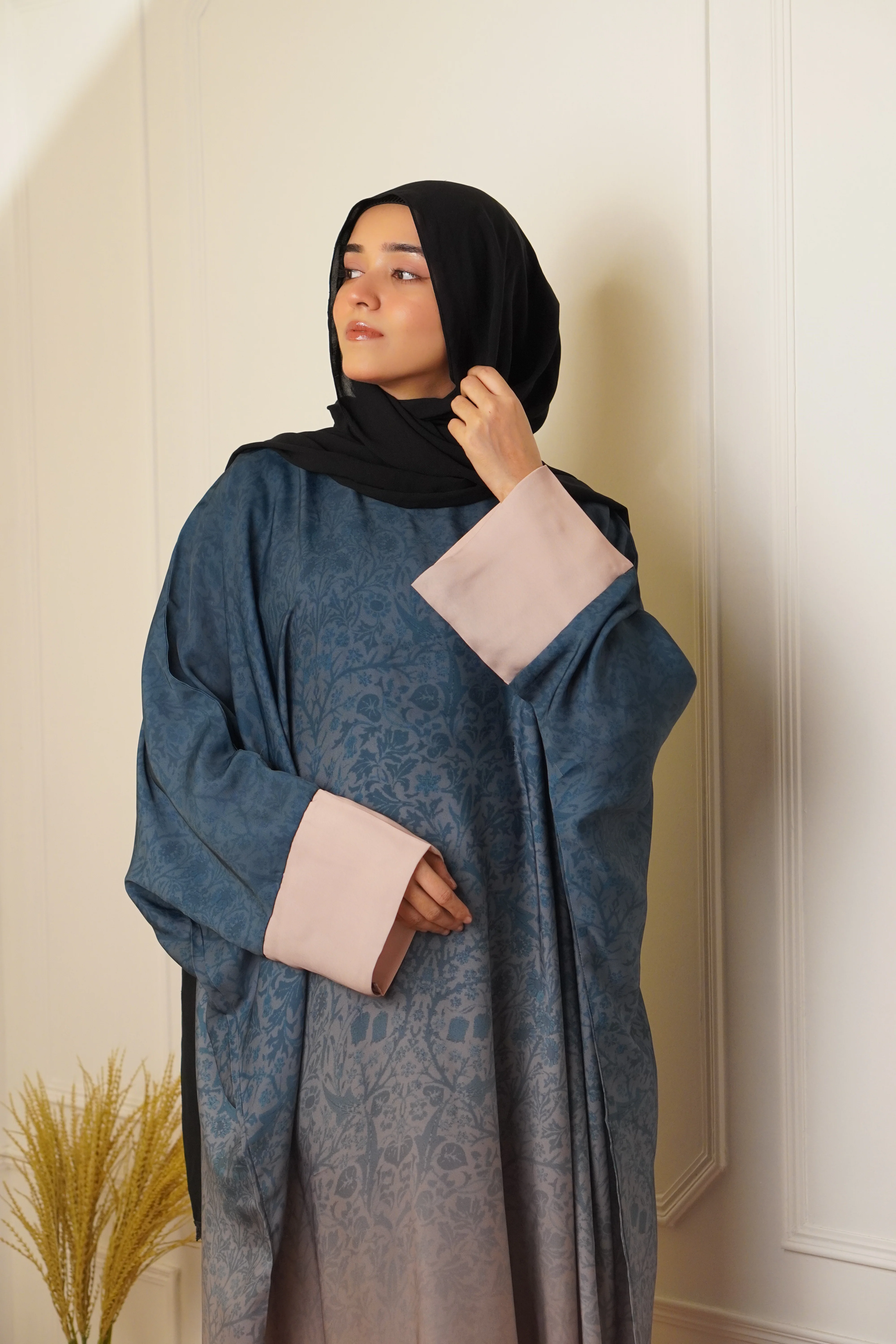 OMBRE PRINTED ABAYAH - BLUE GREEN - Image 7