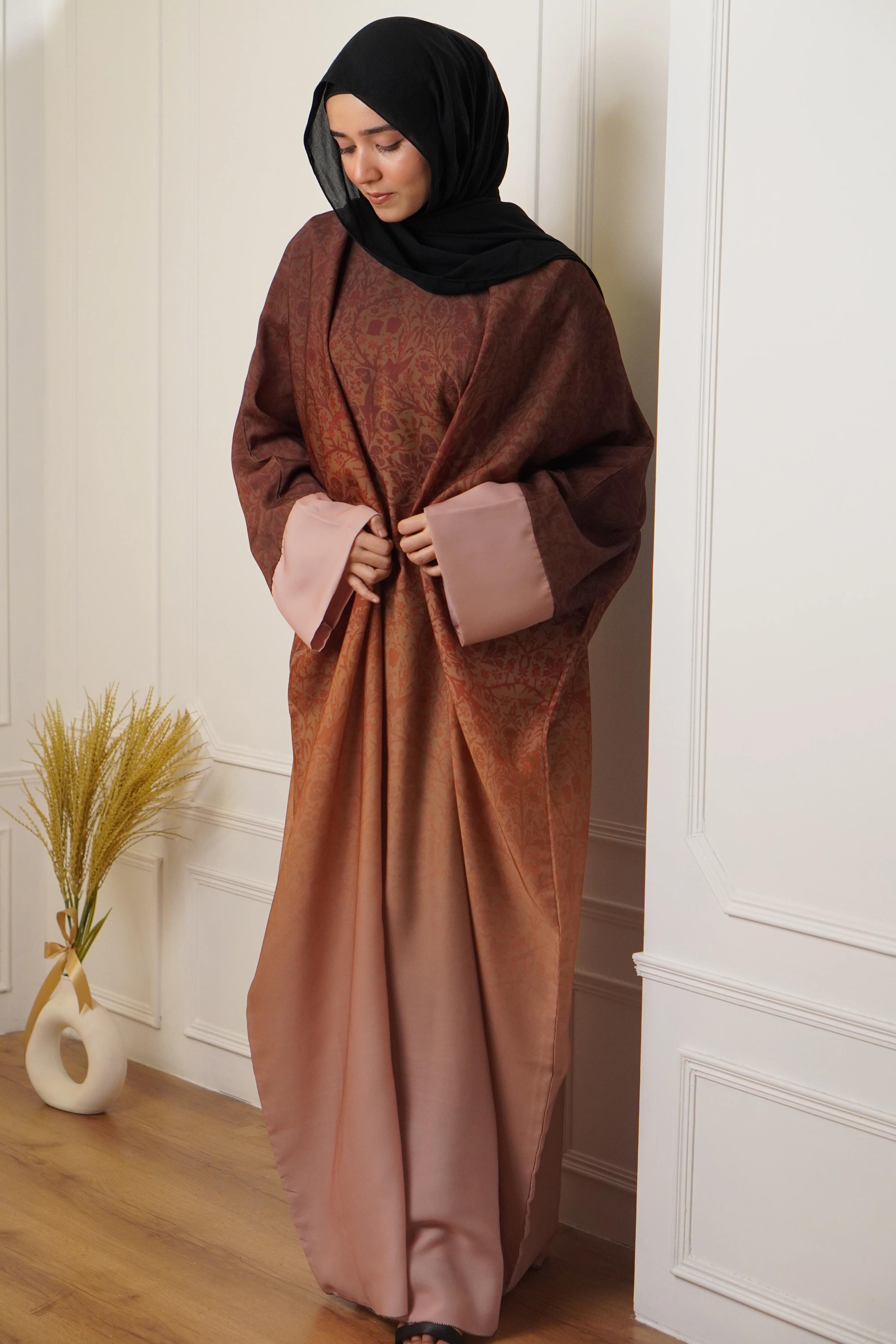 OMBRE PRINTED ABAYAH - BURNT ORANGE - Image 3