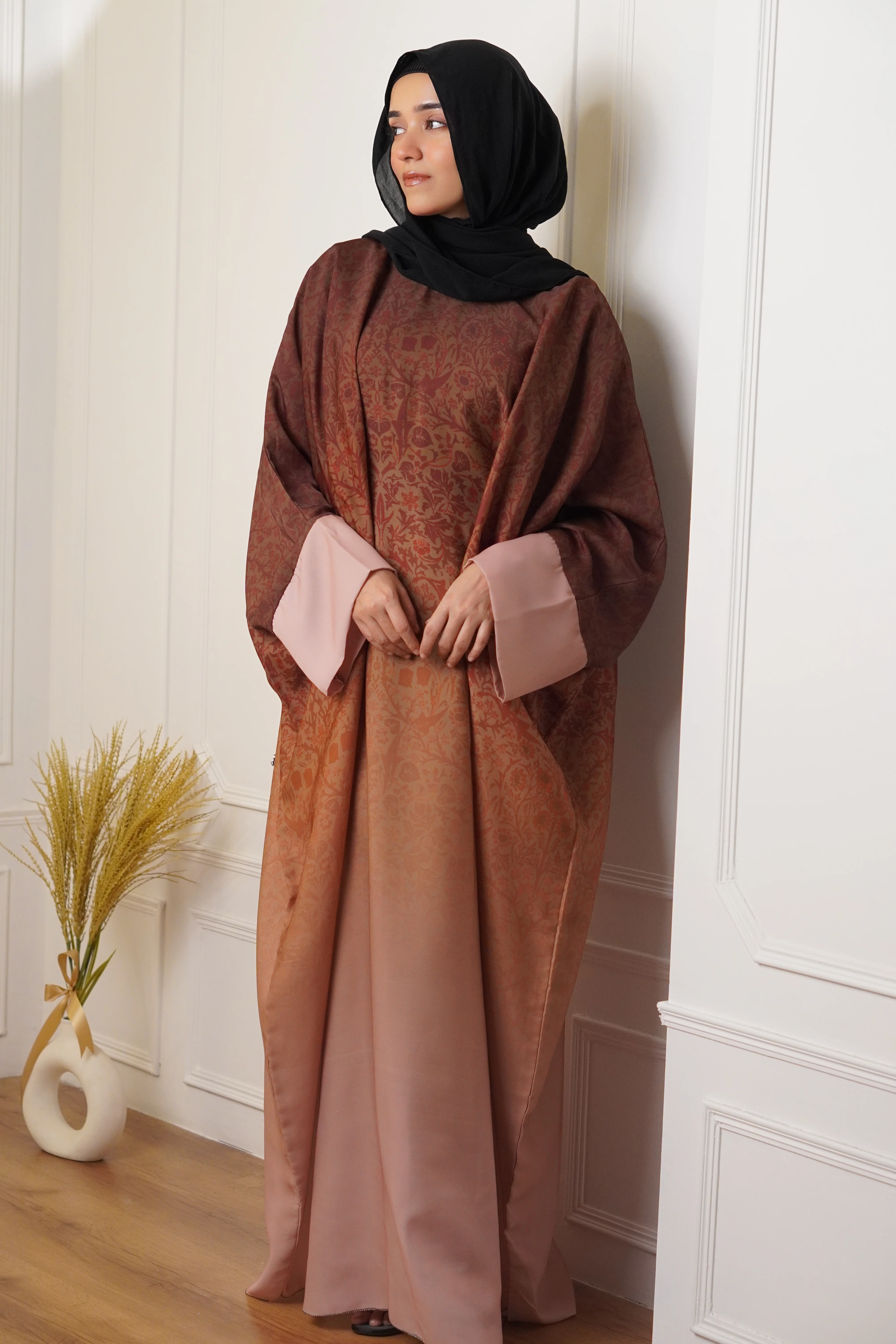 OMBRE PRINTED ABAYAH - BURNT ORANGE - Image 4