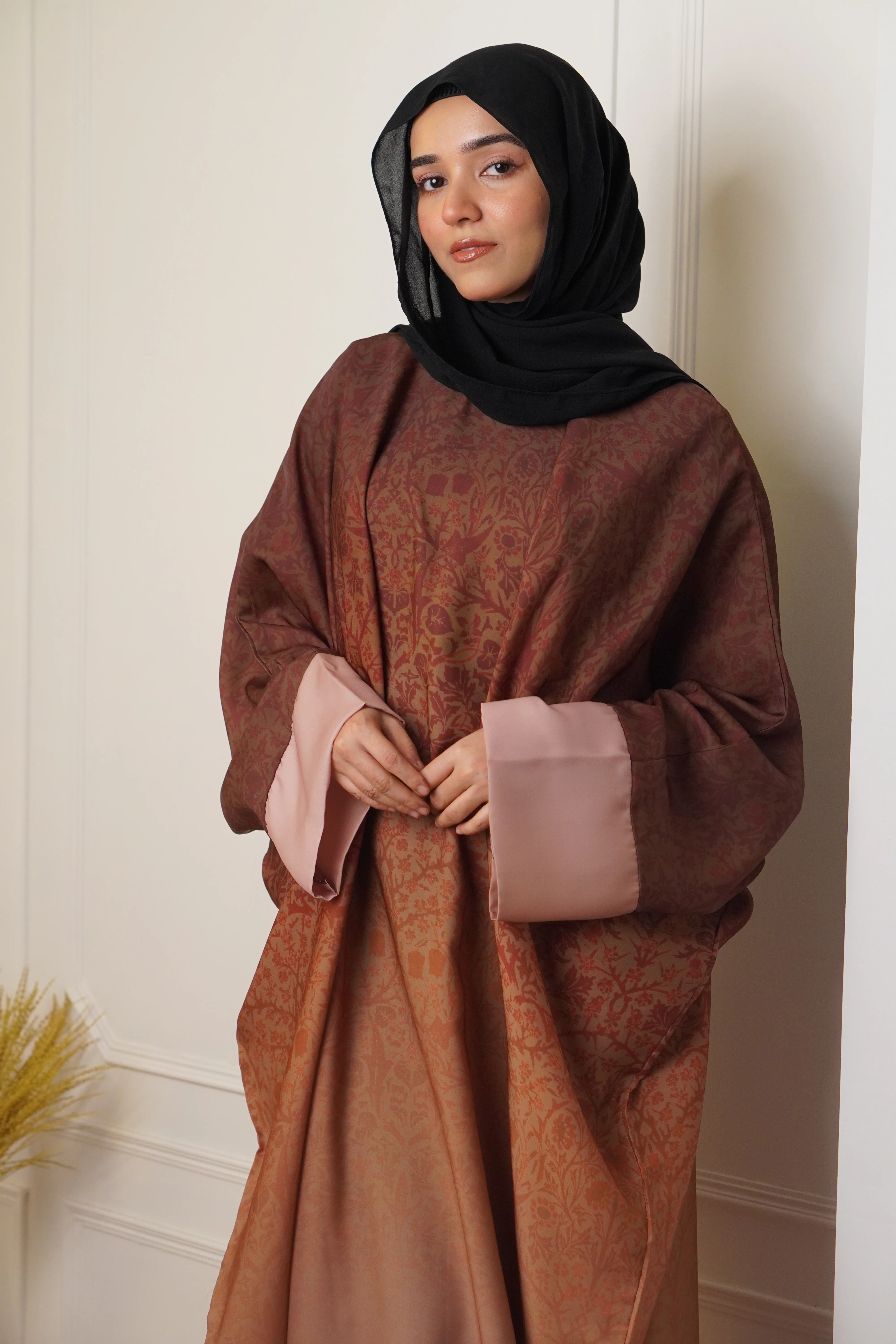 OMBRE PRINTED ABAYAH - BURNT ORANGE - Image 5