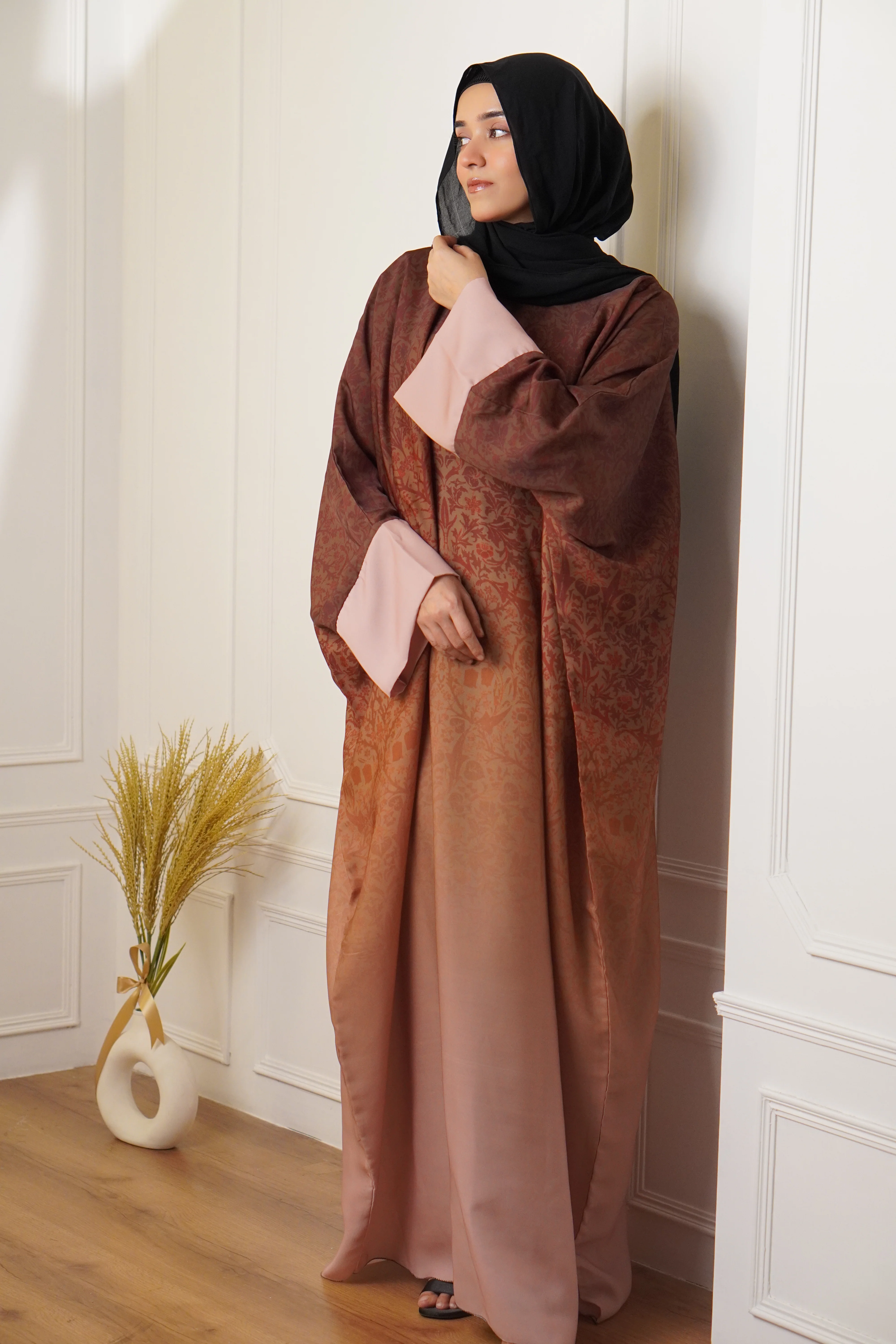 OMBRE PRINTED ABAYAH - BURNT ORANGE - Image 6