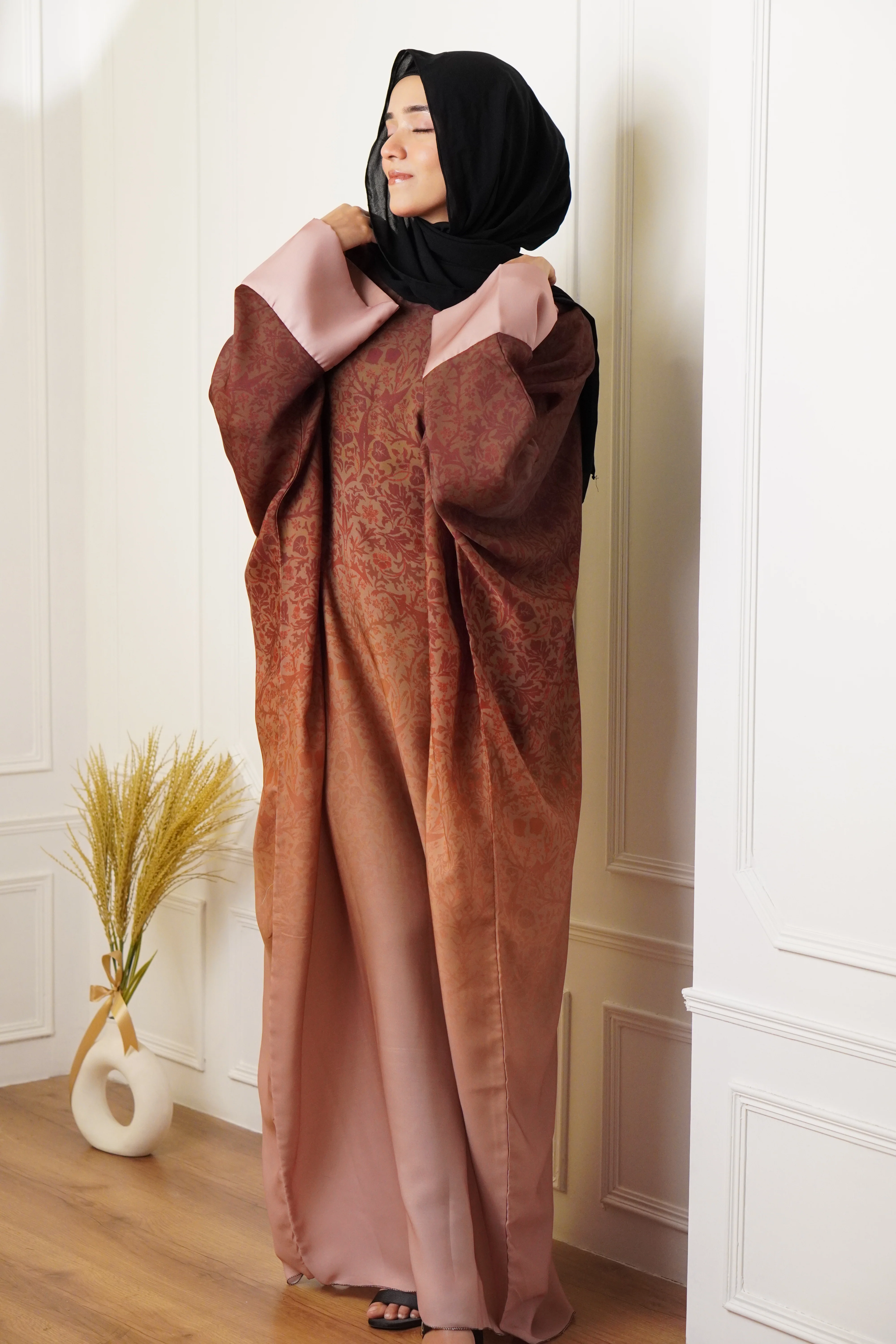 OMBRE PRINTED ABAYAH - BURNT ORANGE - Image 7