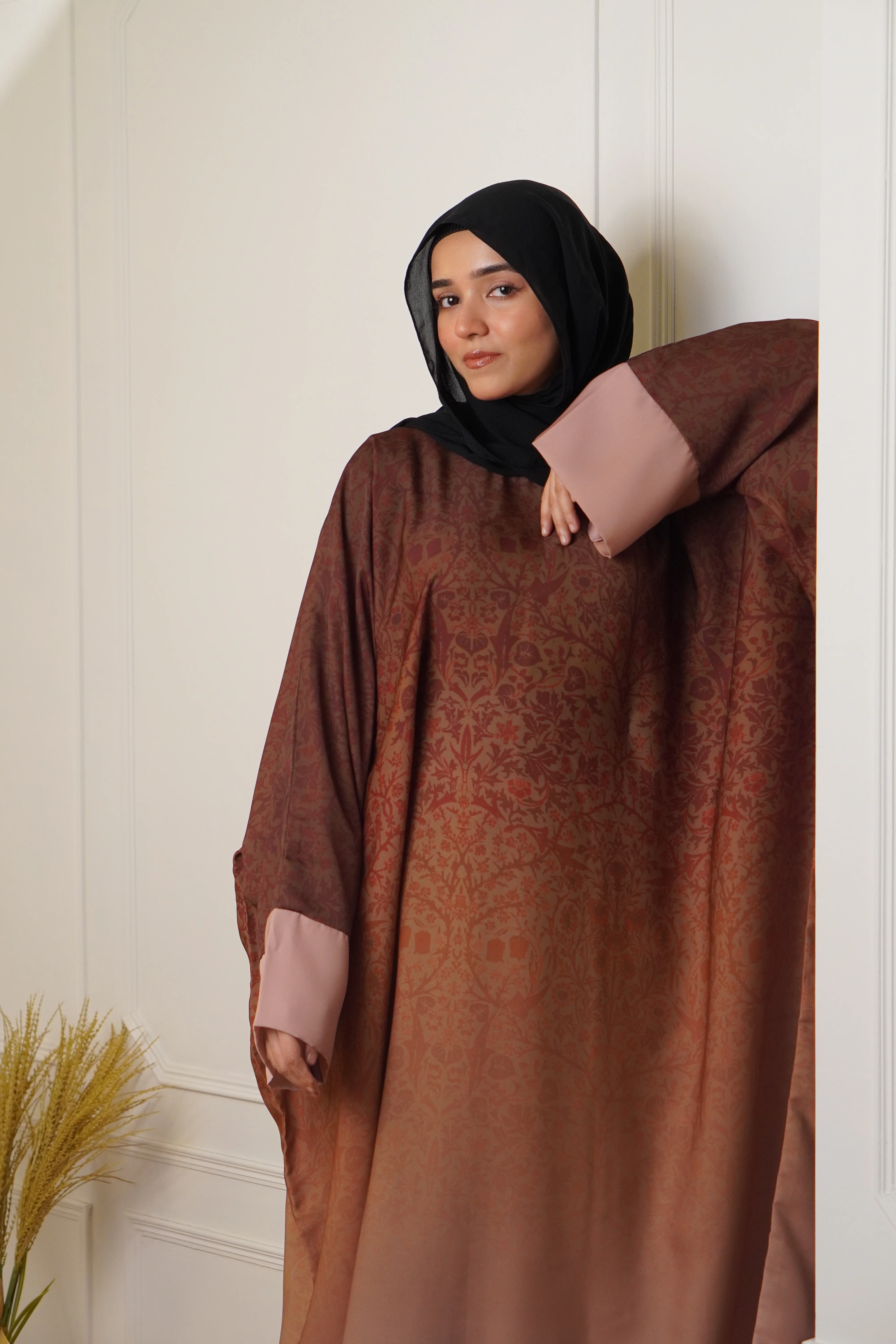 OMBRE PRINTED ABAYAH - BURNT ORANGE - Image 8
