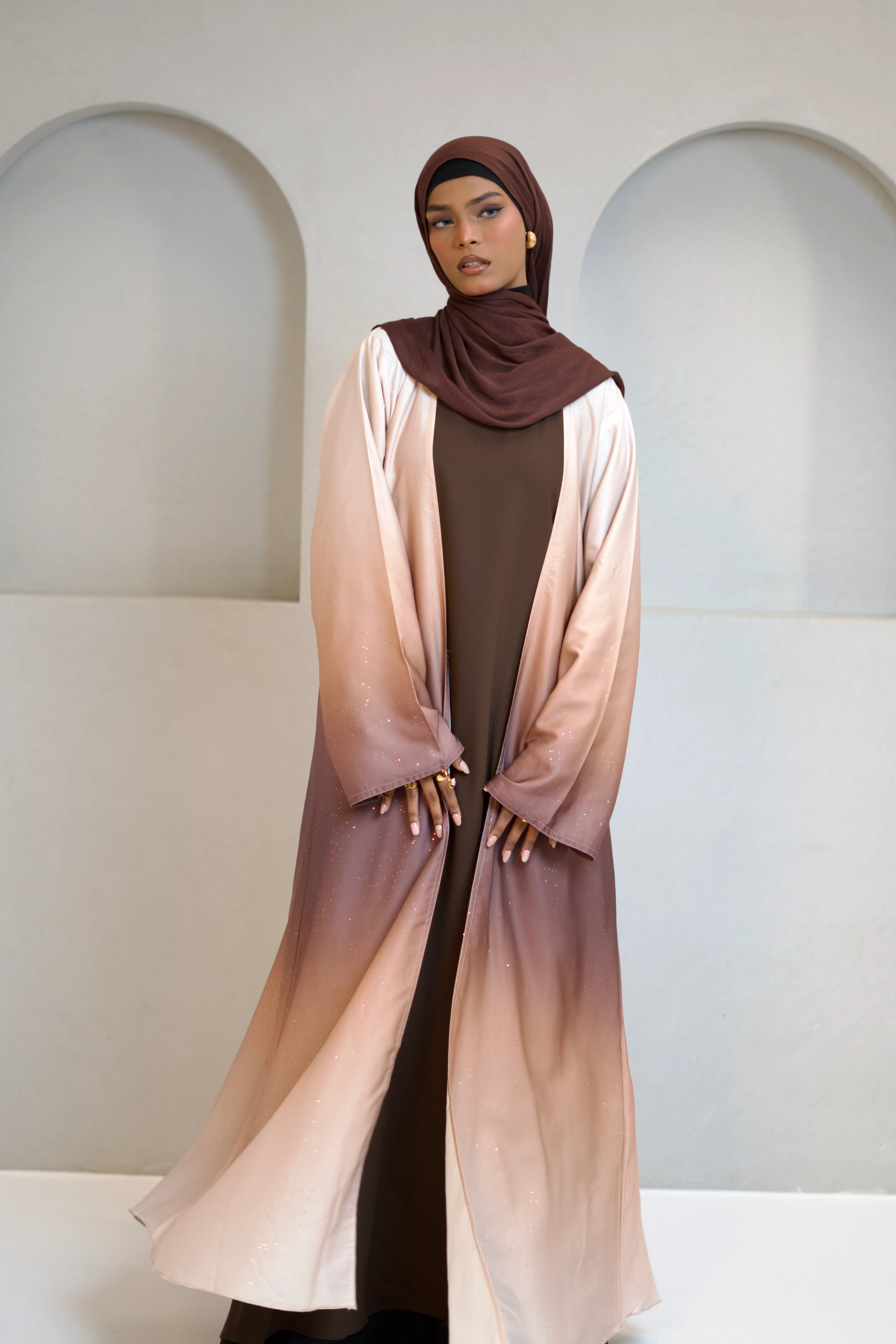 Ombrè Shimmer Abayah - Sunset - Image 2