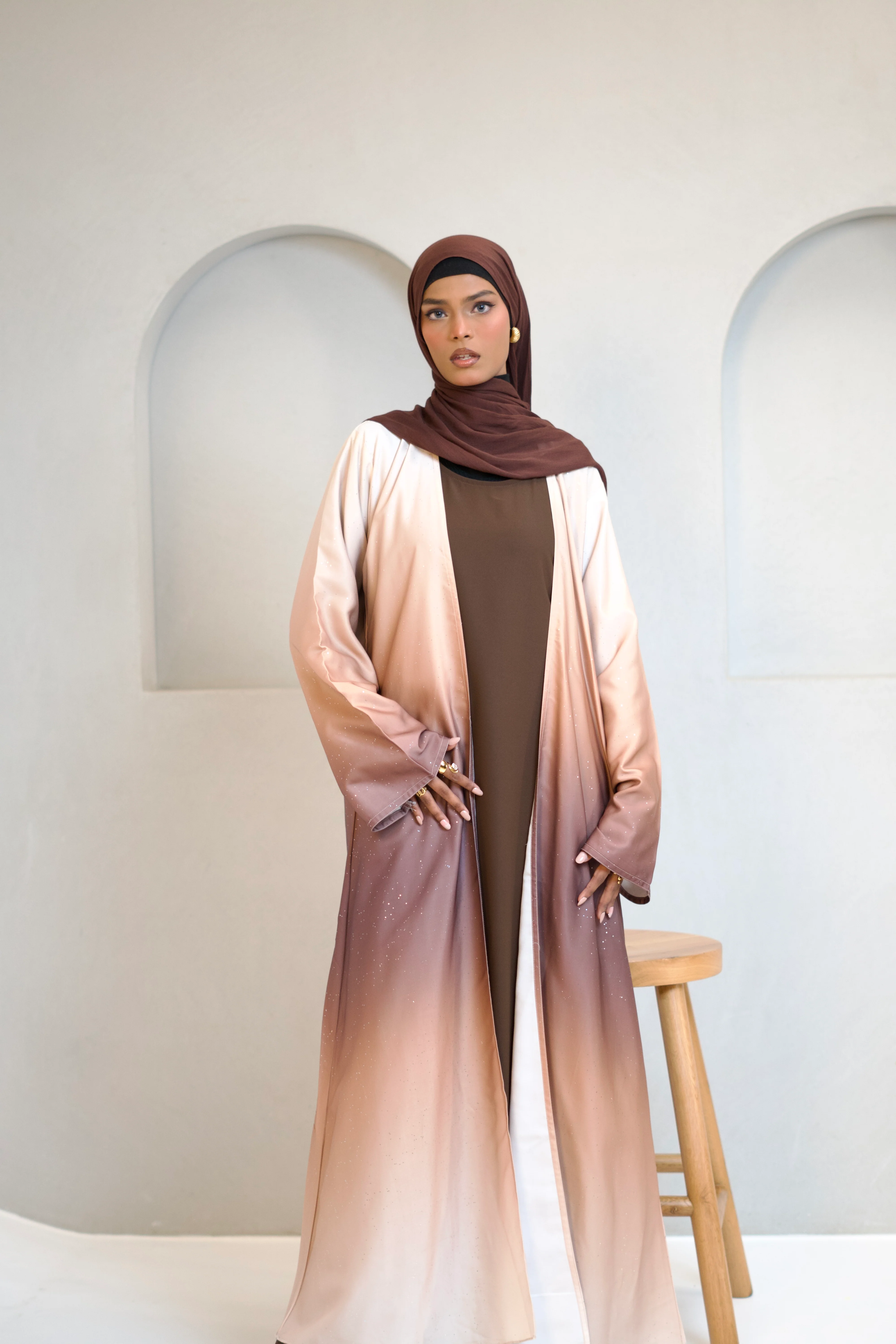 Ombrè Shimmer Abayah - Sunset - Image 7