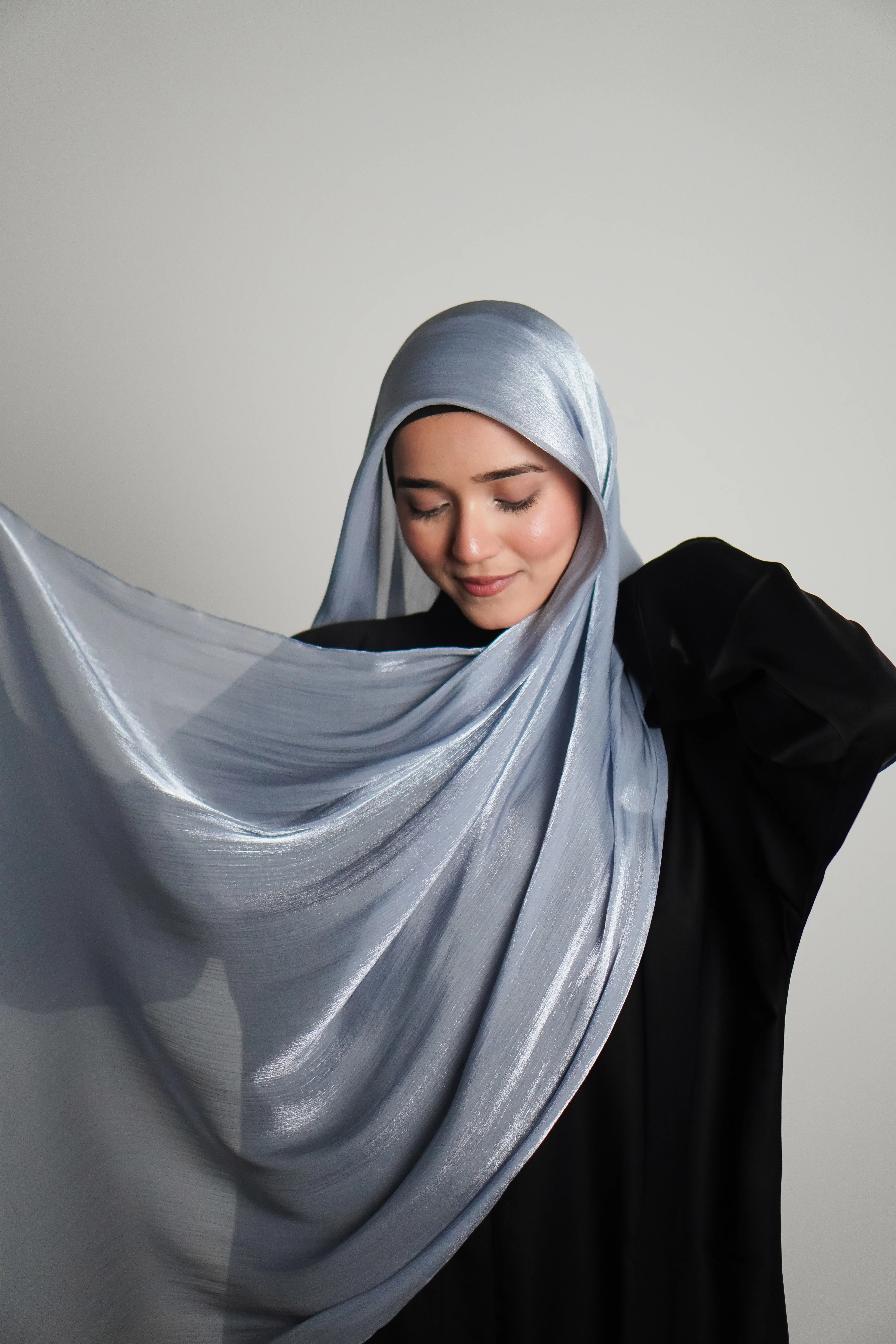 Premium Organza Hijab - Baby Blue - Image 17