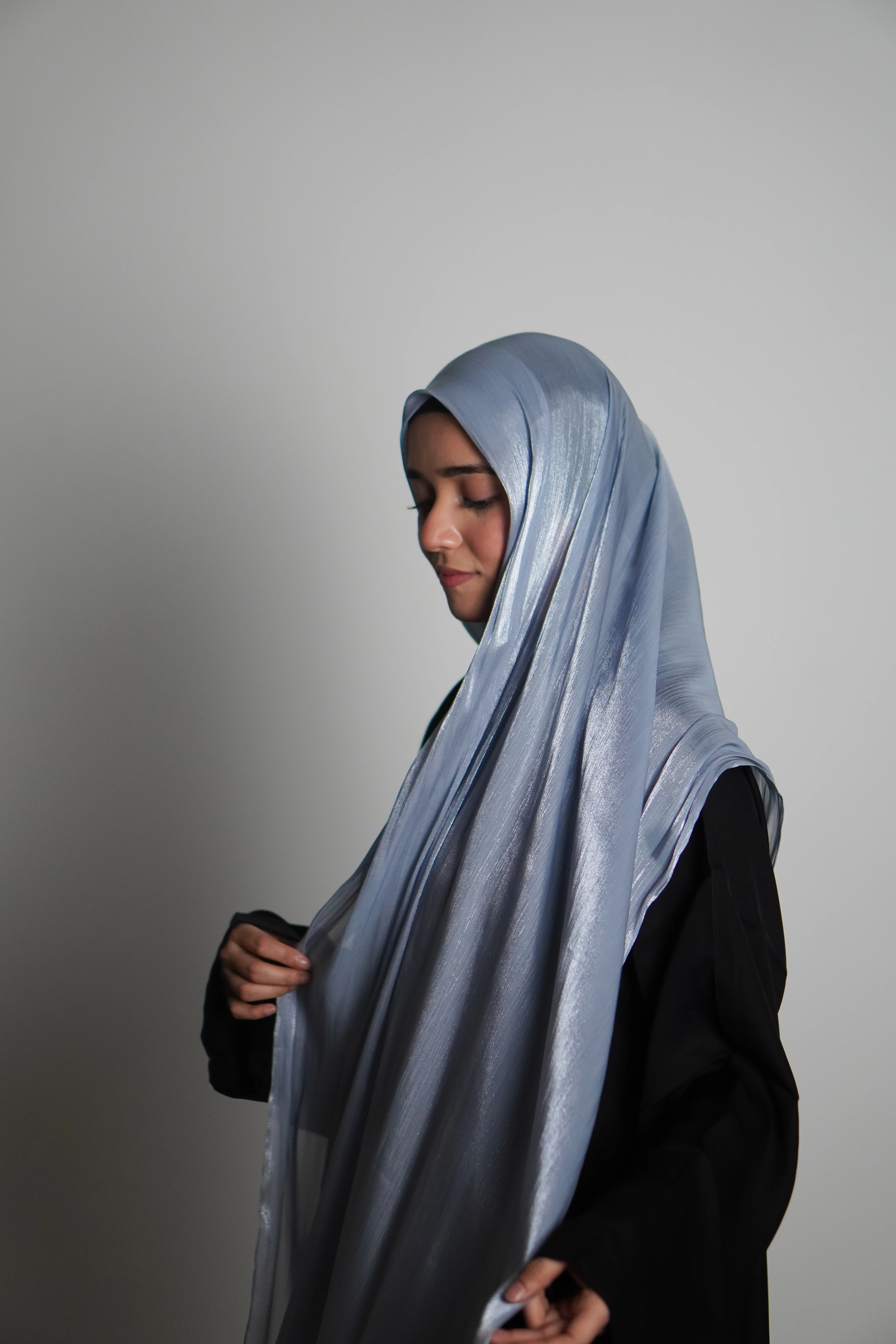 Premium Organza Hijab - Baby Blue - Image 7