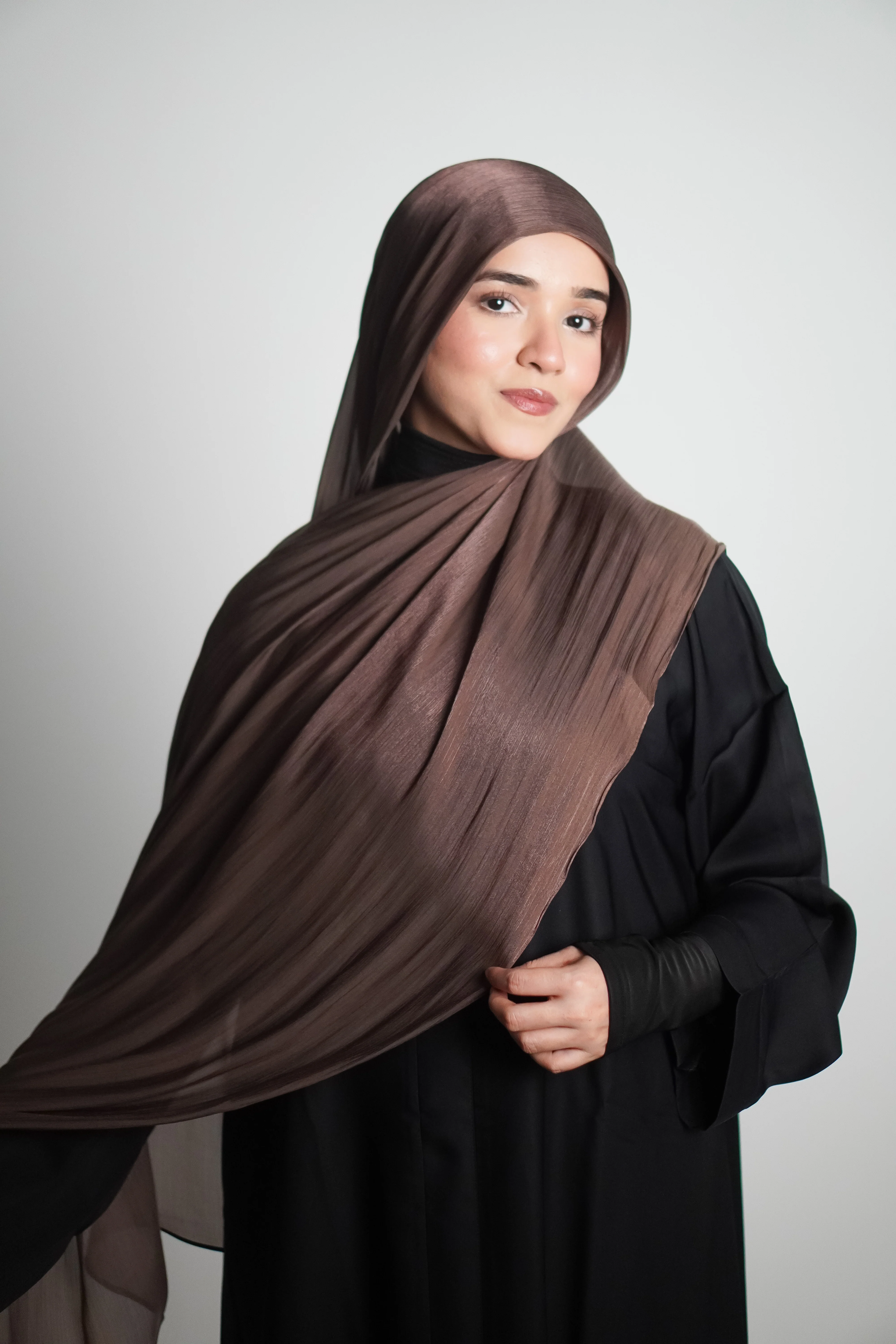 Premium Organza Hijab - Cocoa Brown - Image 10