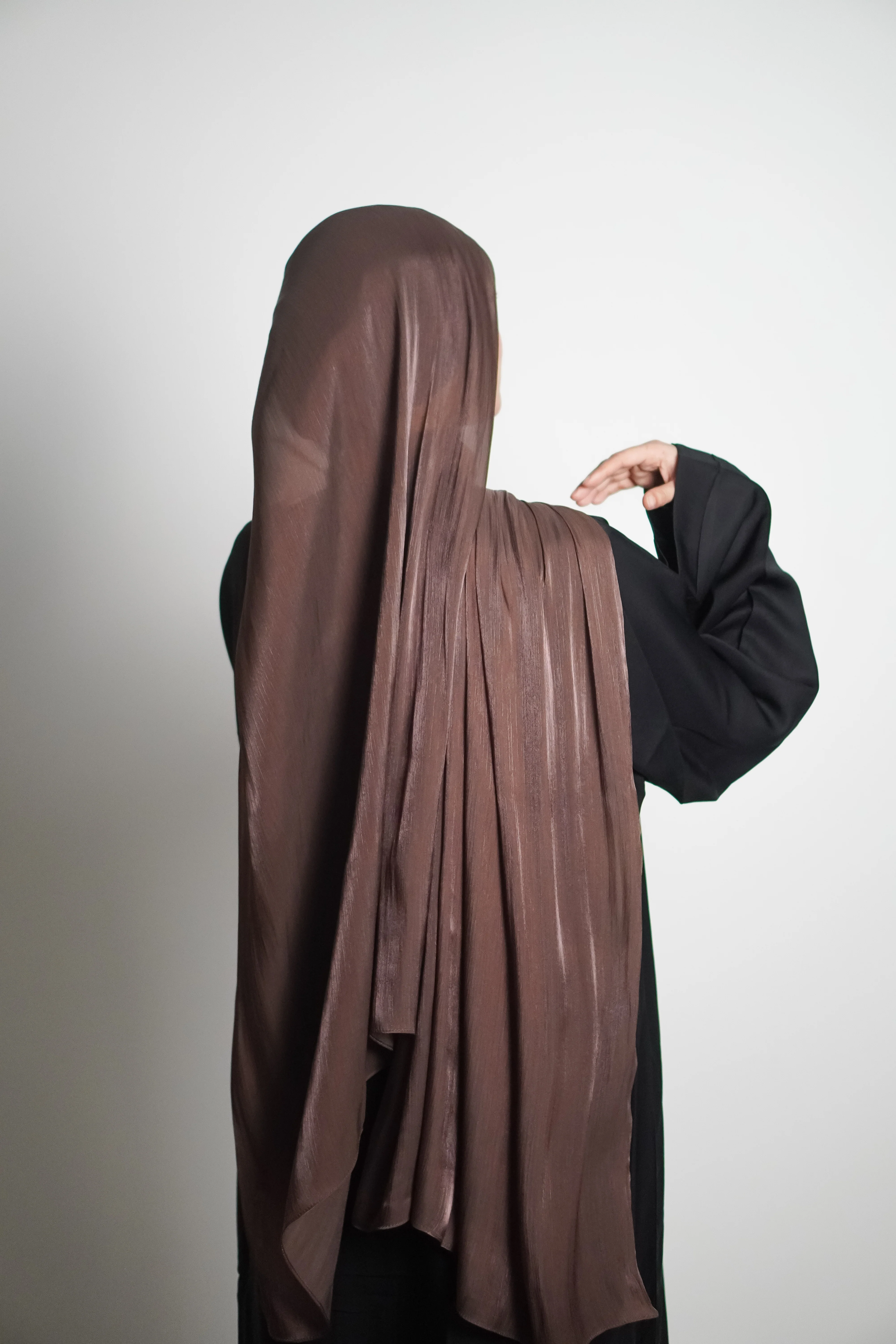 Premium Organza Hijab - Cocoa Brown - Image 12