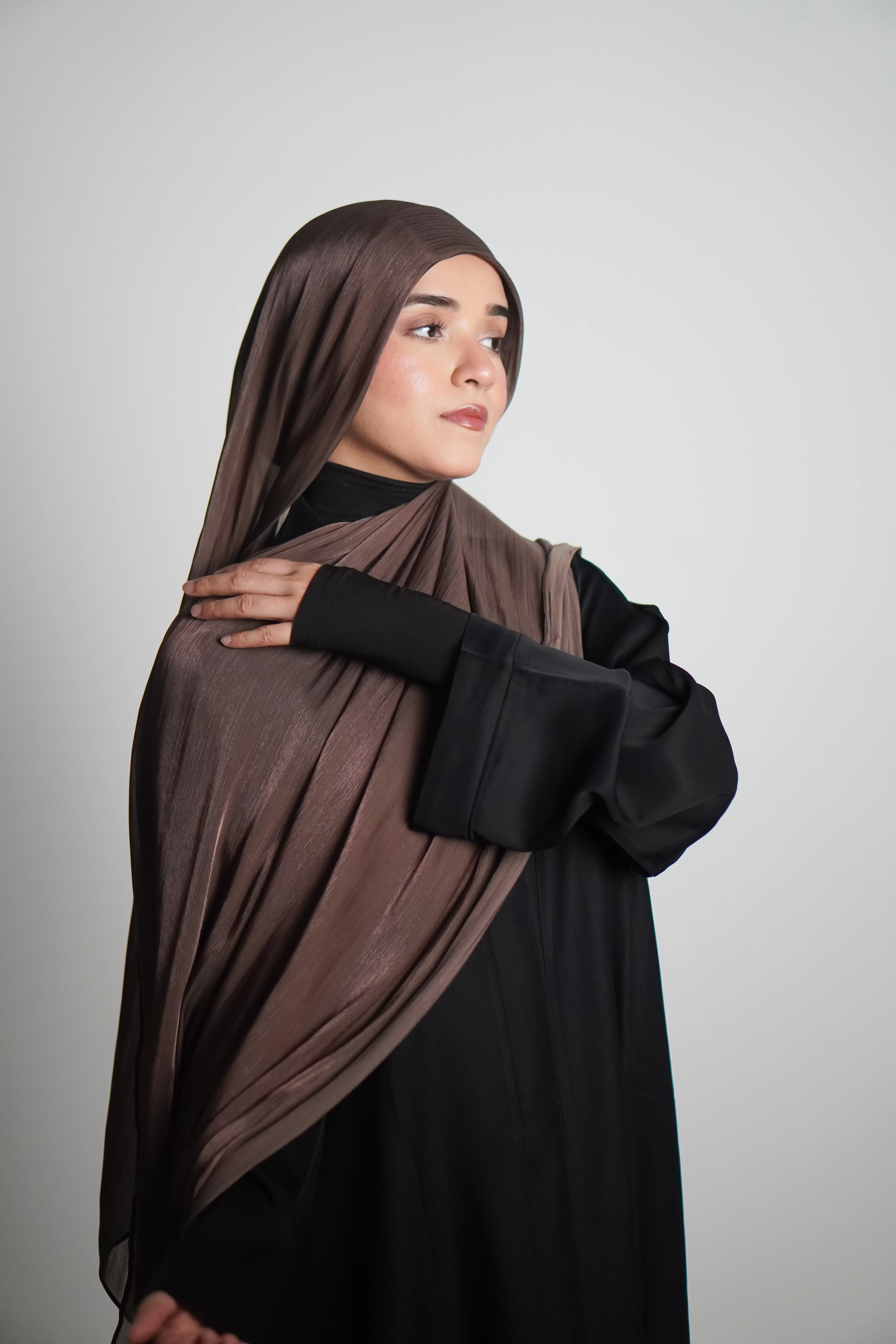 Premium Organza Hijab - Cocoa Brown - Image 13