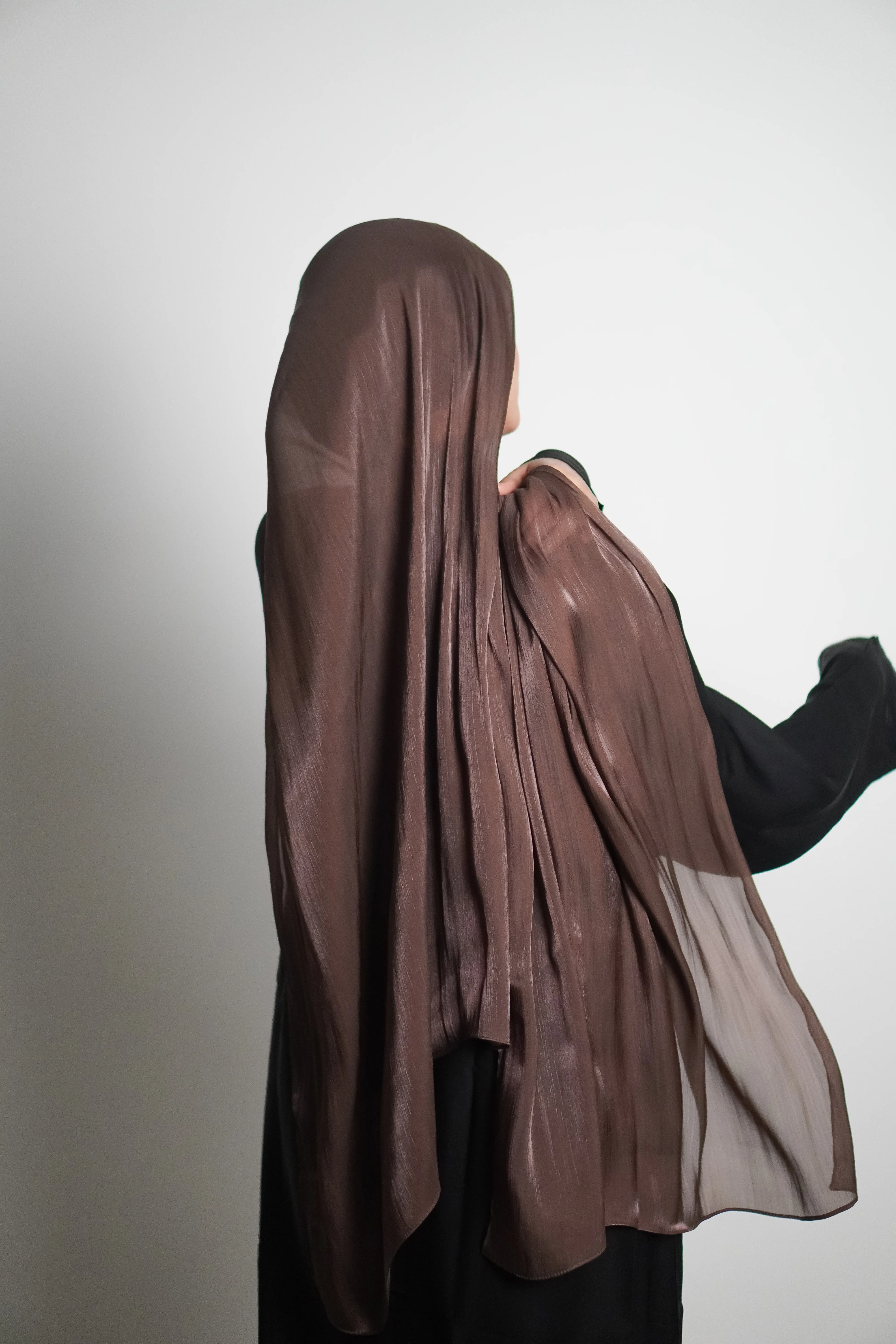 Premium Organza Hijab - Cocoa Brown - Image 15