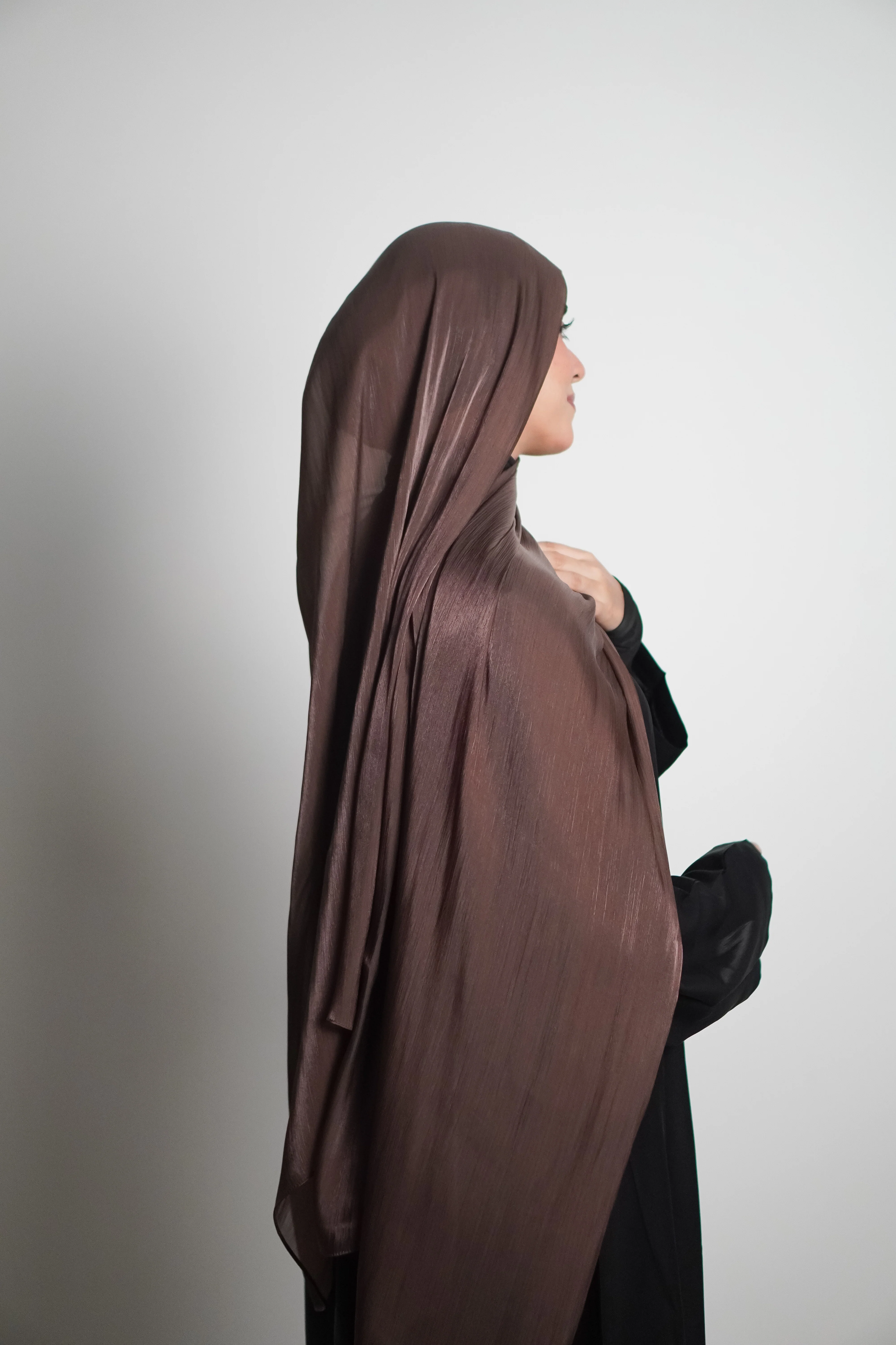 Premium Organza Hijab - Cocoa Brown - Image 19