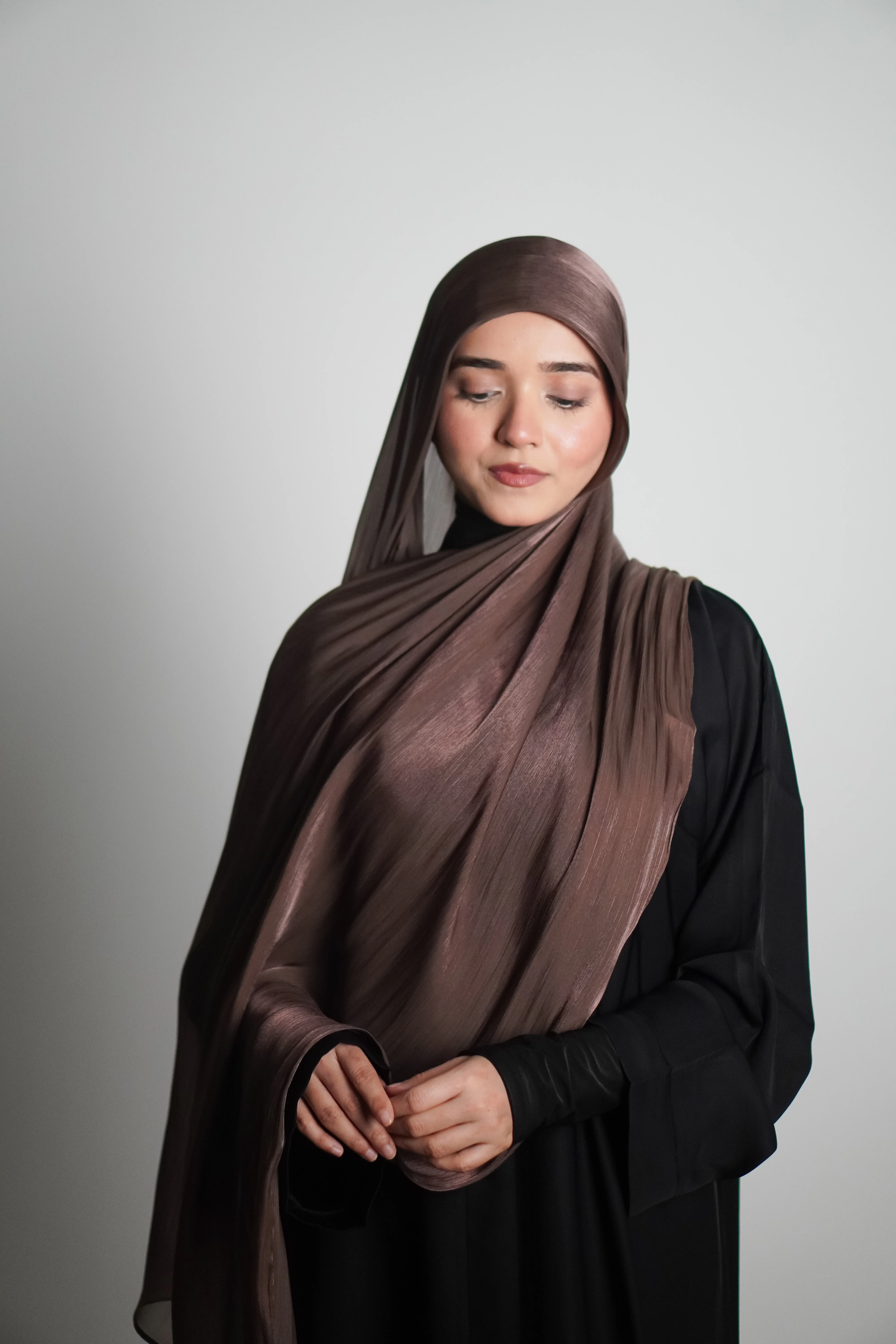 Premium Organza Hijab - Cocoa Brown - Image 5