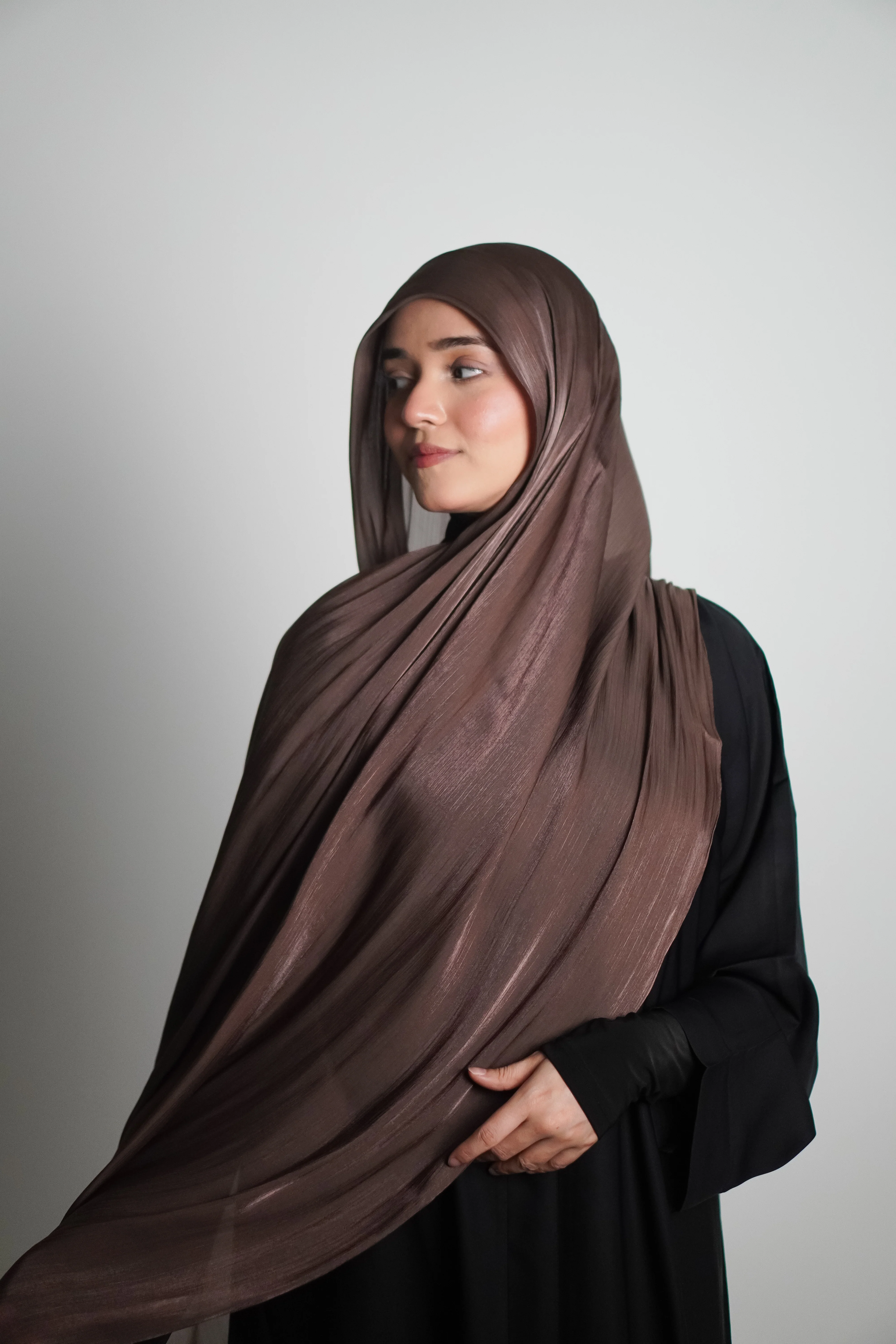 Premium Organza Hijab - Cocoa Brown - Image 7