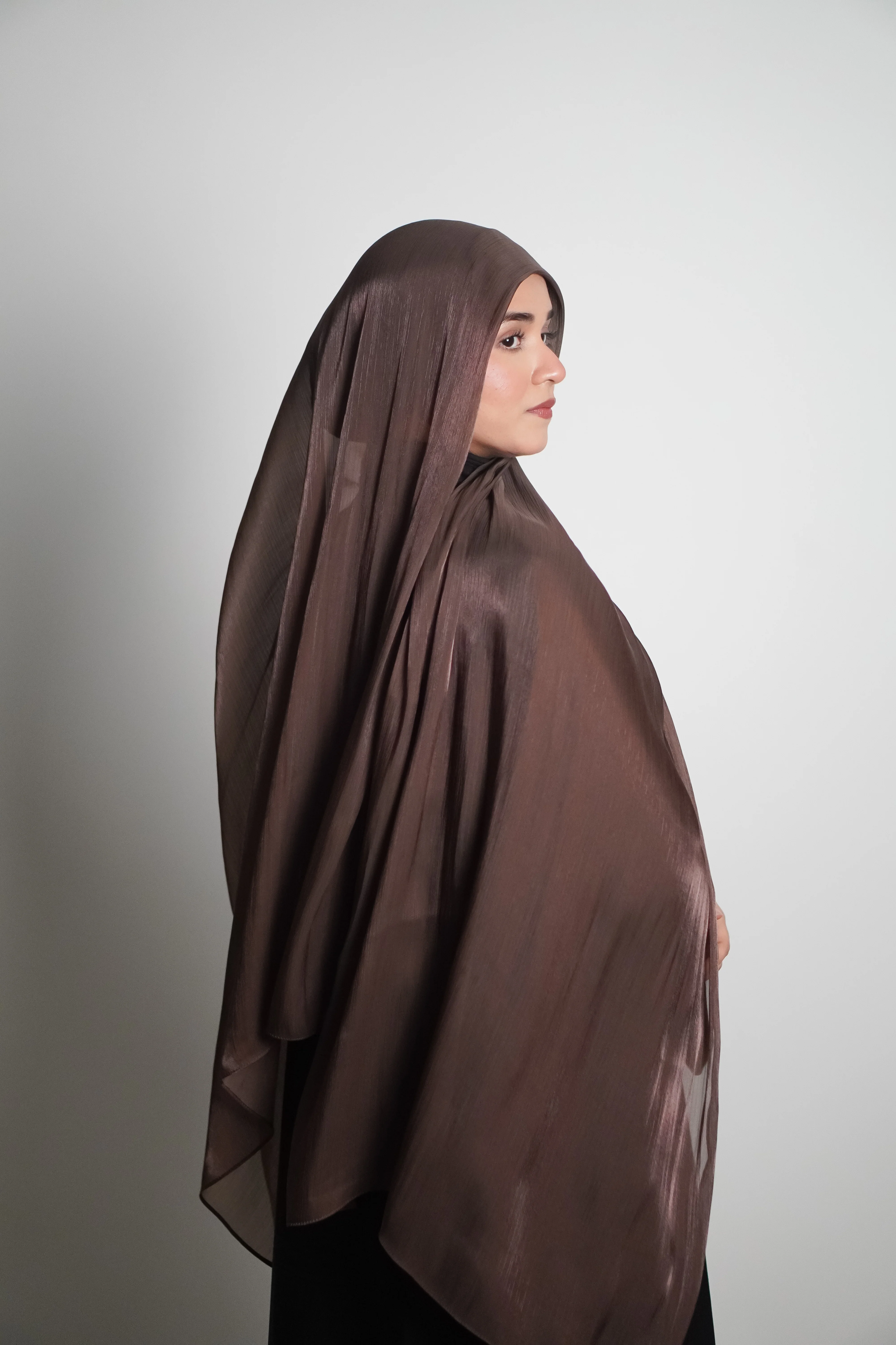 Premium Organza Hijab - Cocoa Brown - Image 9