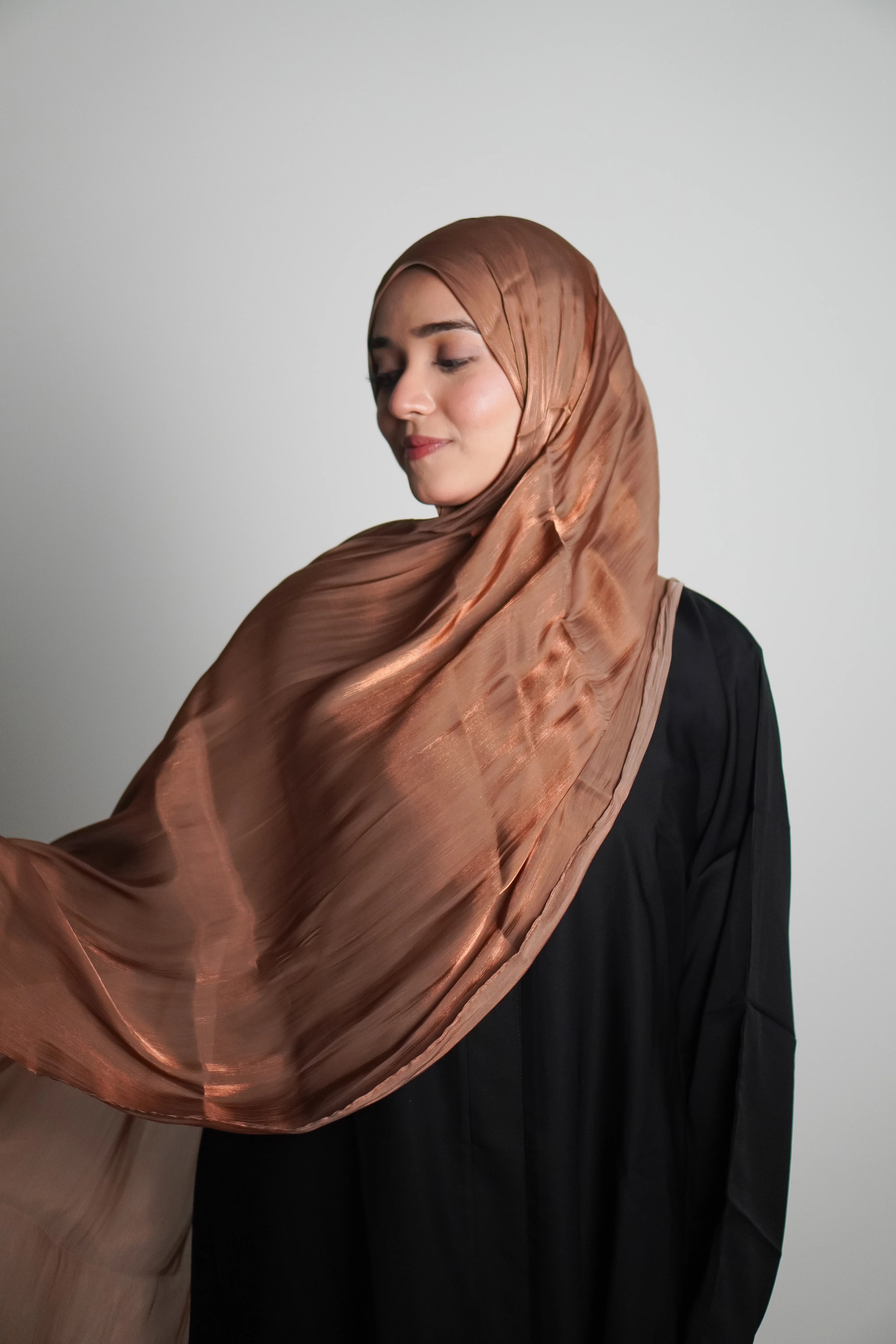 Premium Organza Hijab - Caramel Brown - Image 4