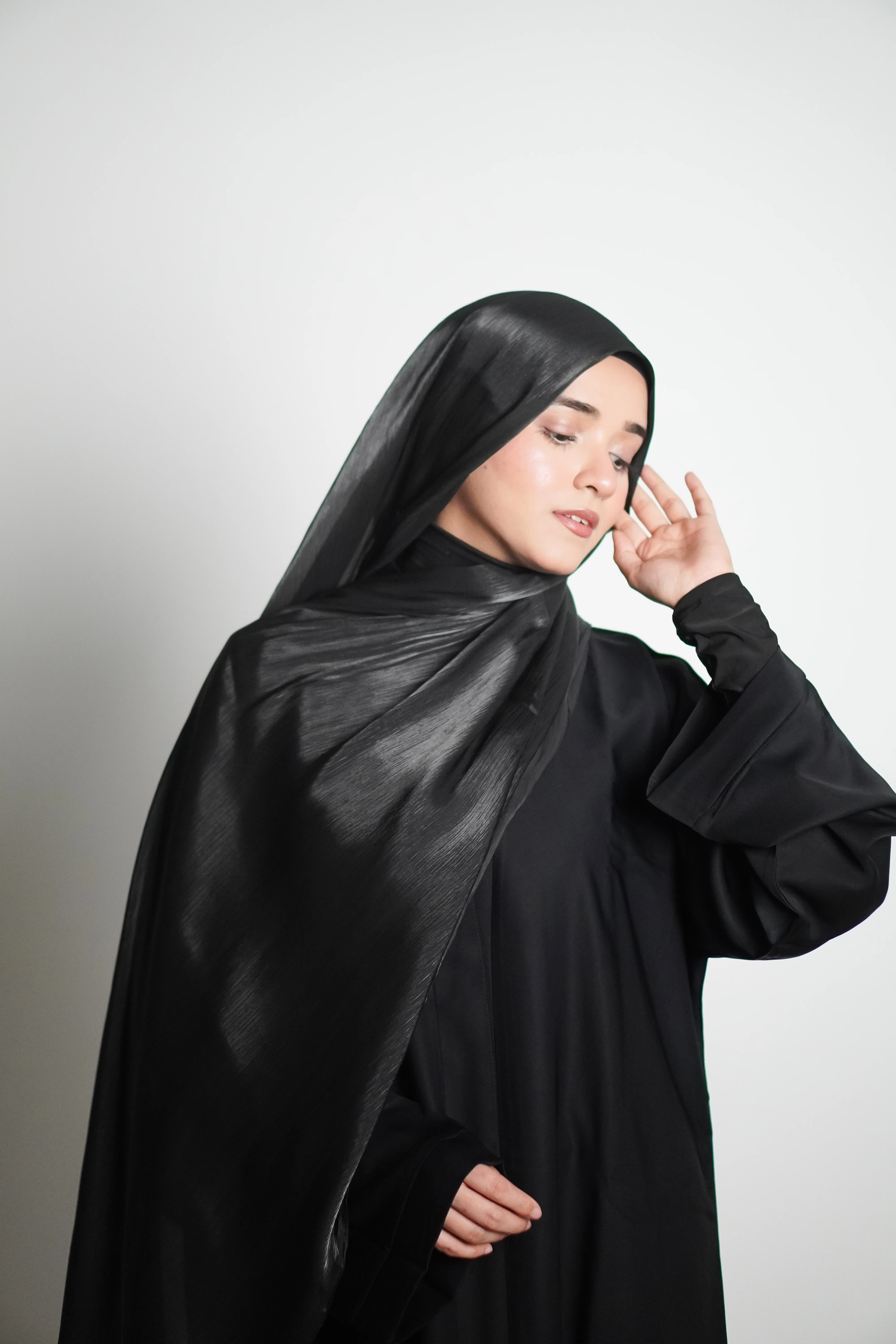 Premium Organza Hijab - Midnight Black - Image 4
