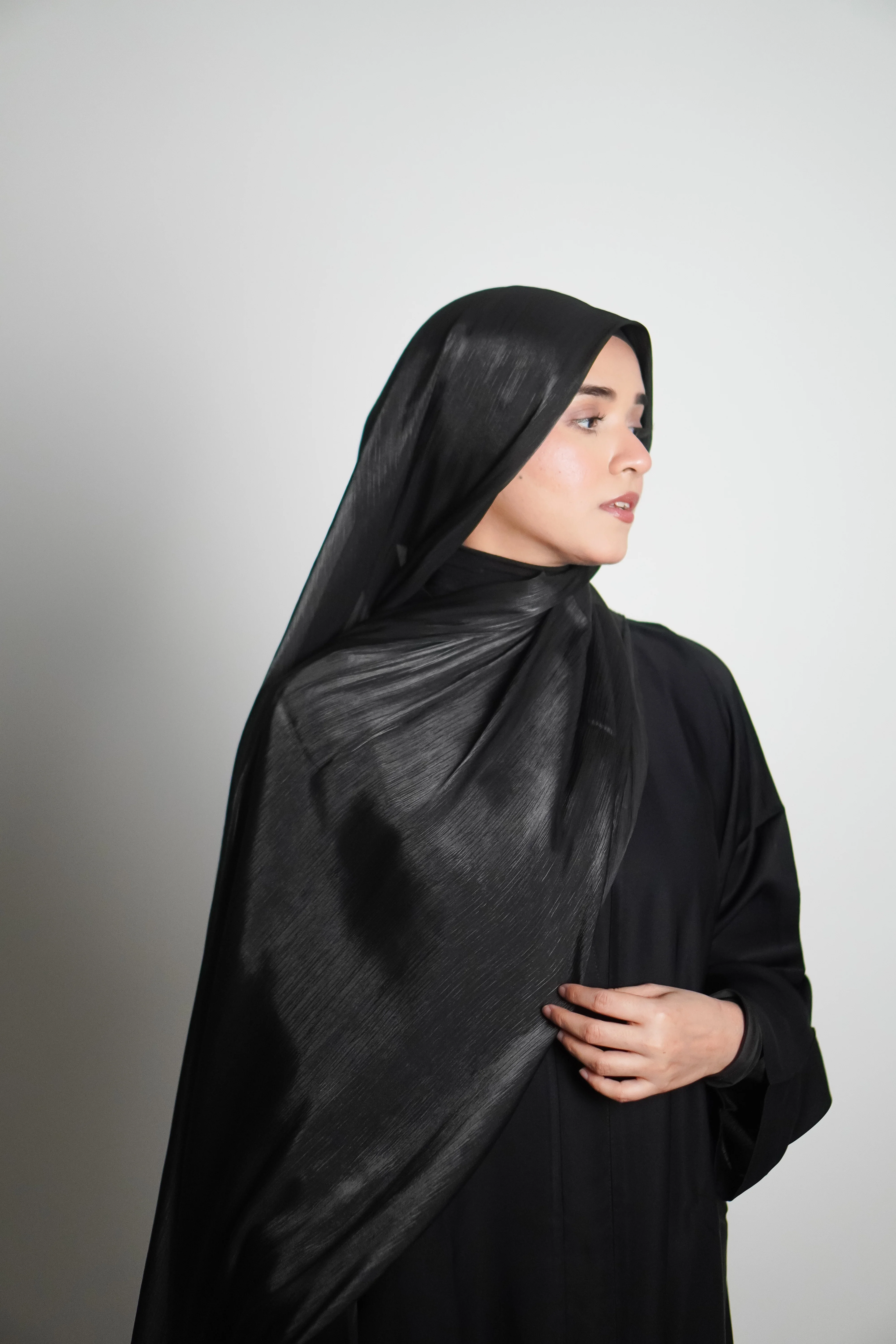 Premium Organza Hijab - Midnight Black - Image 6